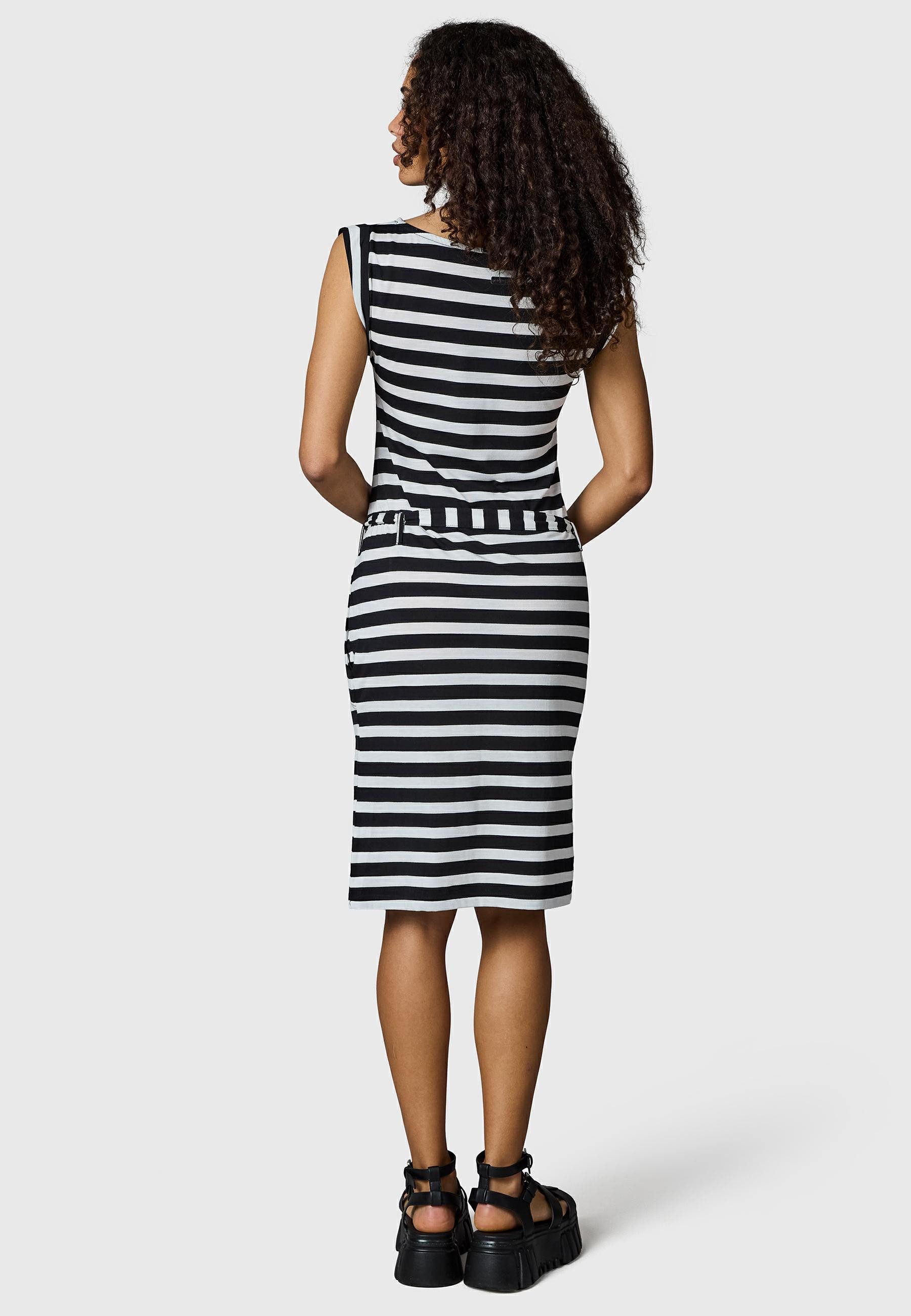 Ragwear Sommerkleid Tagg Stripes gestreiftes Damen Minikleid mit Taillenband und Taschen