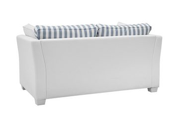 Furn.Design Sofa Hooge, 2-Sitzer in Creme mit blau, Landhausstil, mit Bonell Federkern