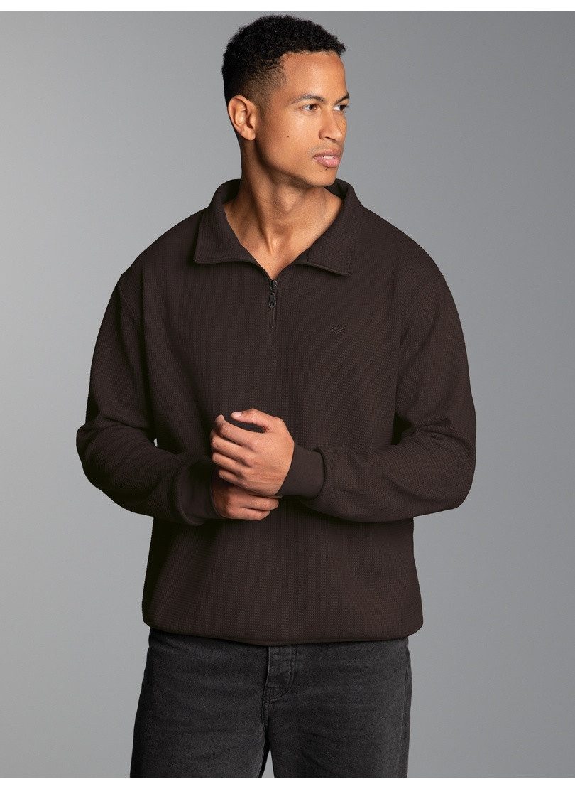 Trigema Sweatshirt TRIGEMA Troyer in Waffeloptik – Bild 3 von 4