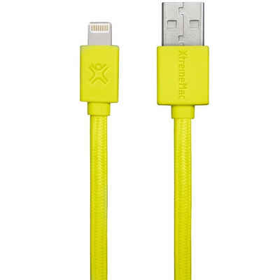 XtremeMac »HQ Flat Lightning-Kabel 1m Gelb« Smartphone-Kabel, USB Typ A, Apple Lightning, Lightning-Stecker, zum Laden und als Datenkabel, passend für Apple iPhone, iPad und iPod