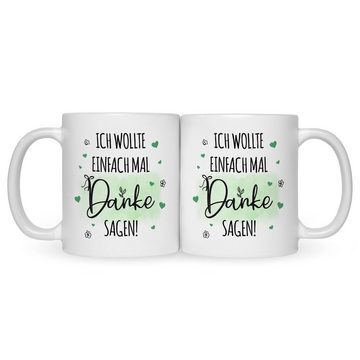 GRAVURZEILE Tasse mit Spruch - Wollte einfach mal danke sagen, Keramik, Farbe: Weiß