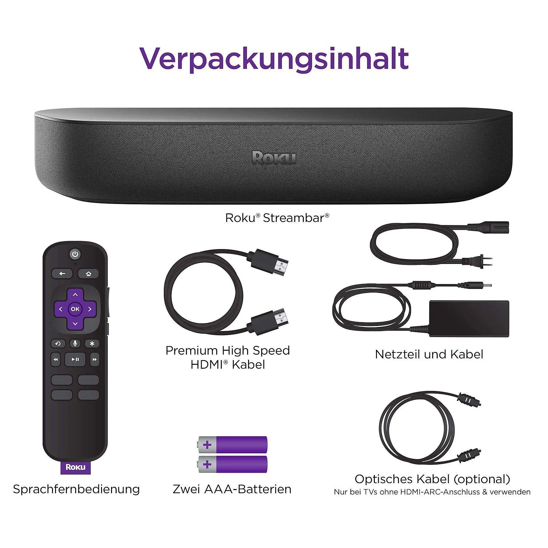ROKU 4K HDR Streaming Media Player Soundbar (WLAN (WiFi), Bluetooth, Alexa, Siri, Google Home, Spotify, Netflix Ultra HD, Apple AirPlay)