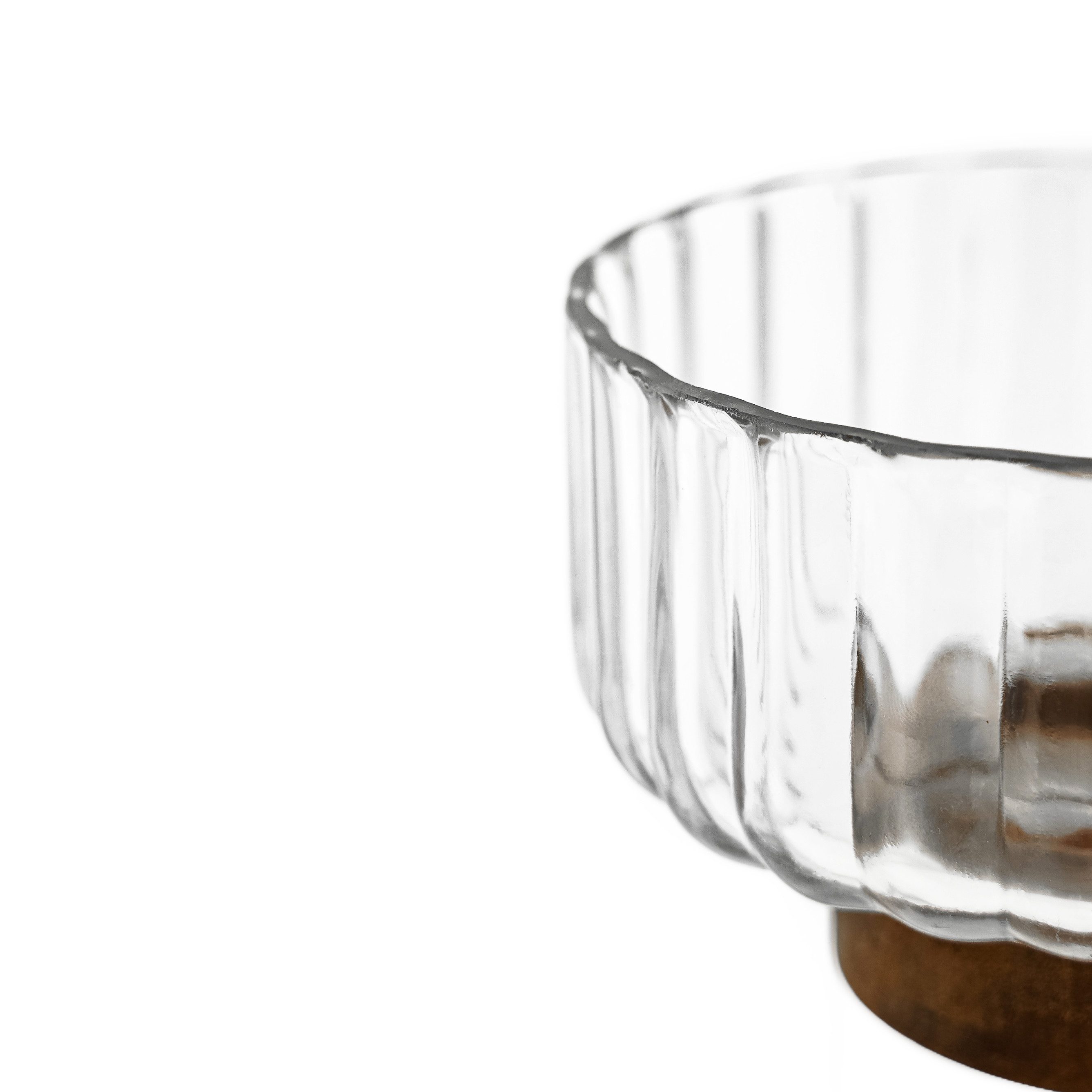 Almina Schale Luana Bowl Medio Glasschale mit Akazienholz - 21 x 9,5 cm, Glas, Holz, (Set, 1-tlg), Servier- & Dekoschale