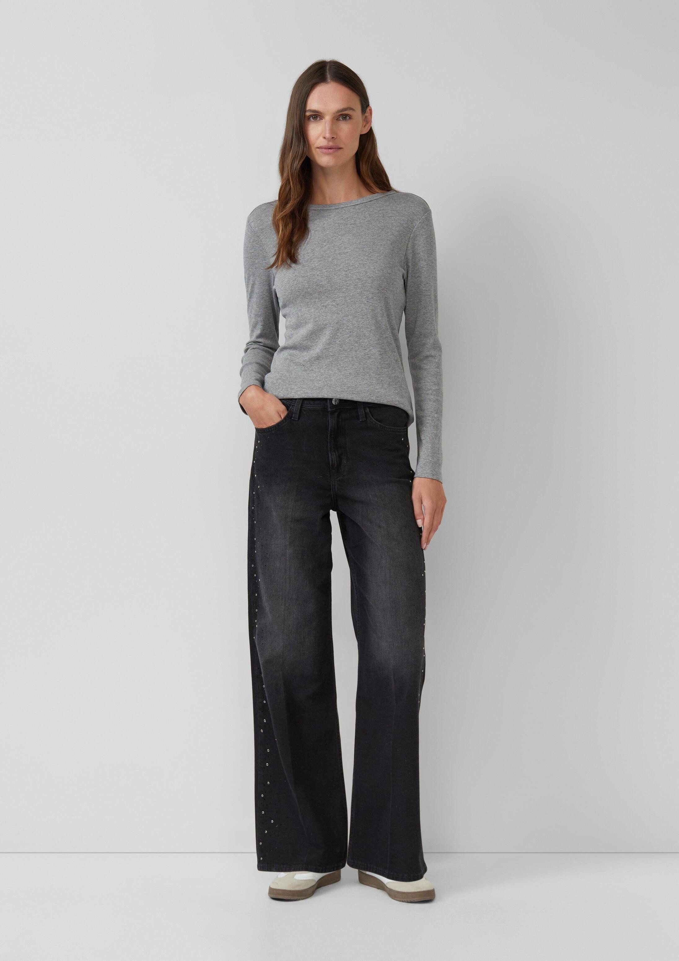 s.Oliver Weite Jeans Jeans-Hose SURI Jeans Suri / High Rise / Wide Fit / Schmuckstein-Details
