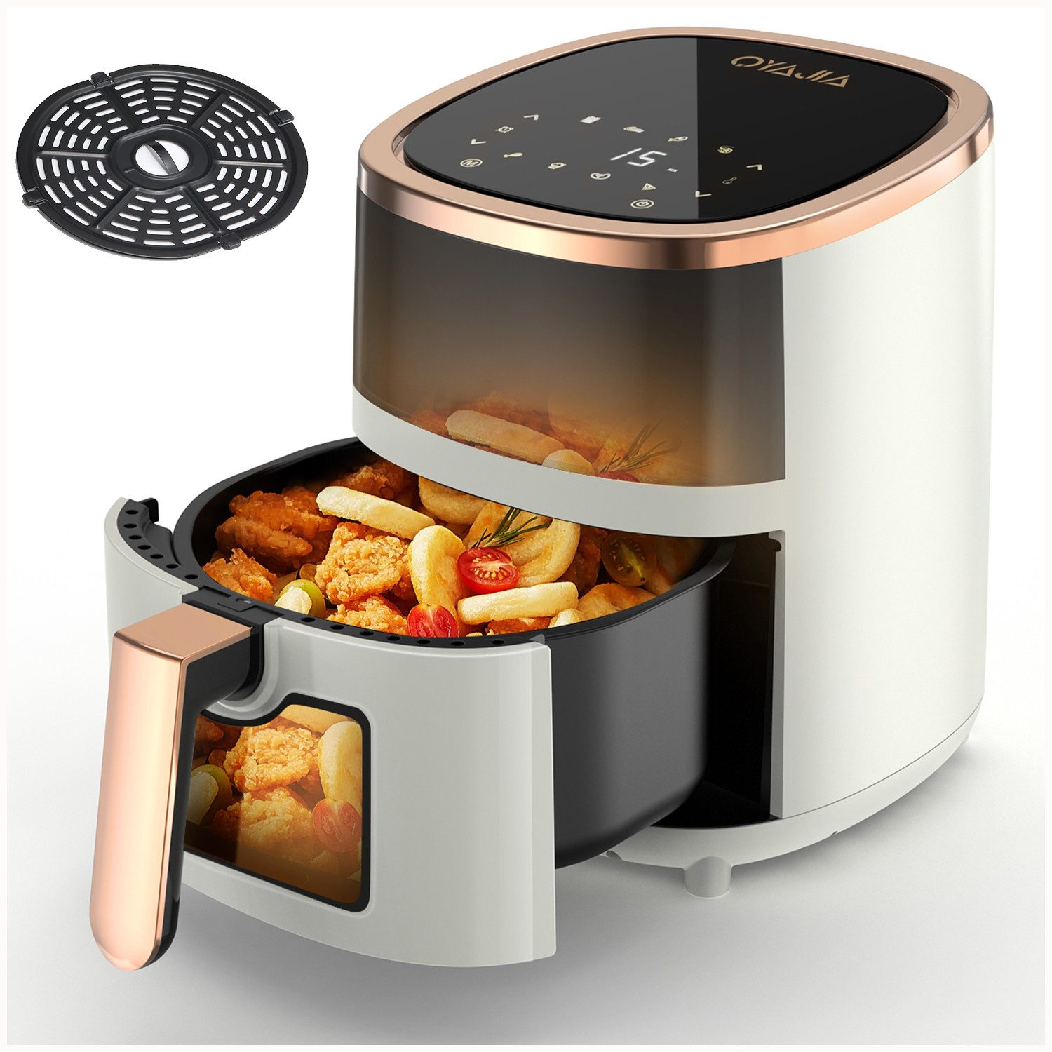 Heißluftfritteuse 8-in-1 Air Fryer XL 5L, Heissluftfritteuse mit Sichtfenster, Ohne ÖL
