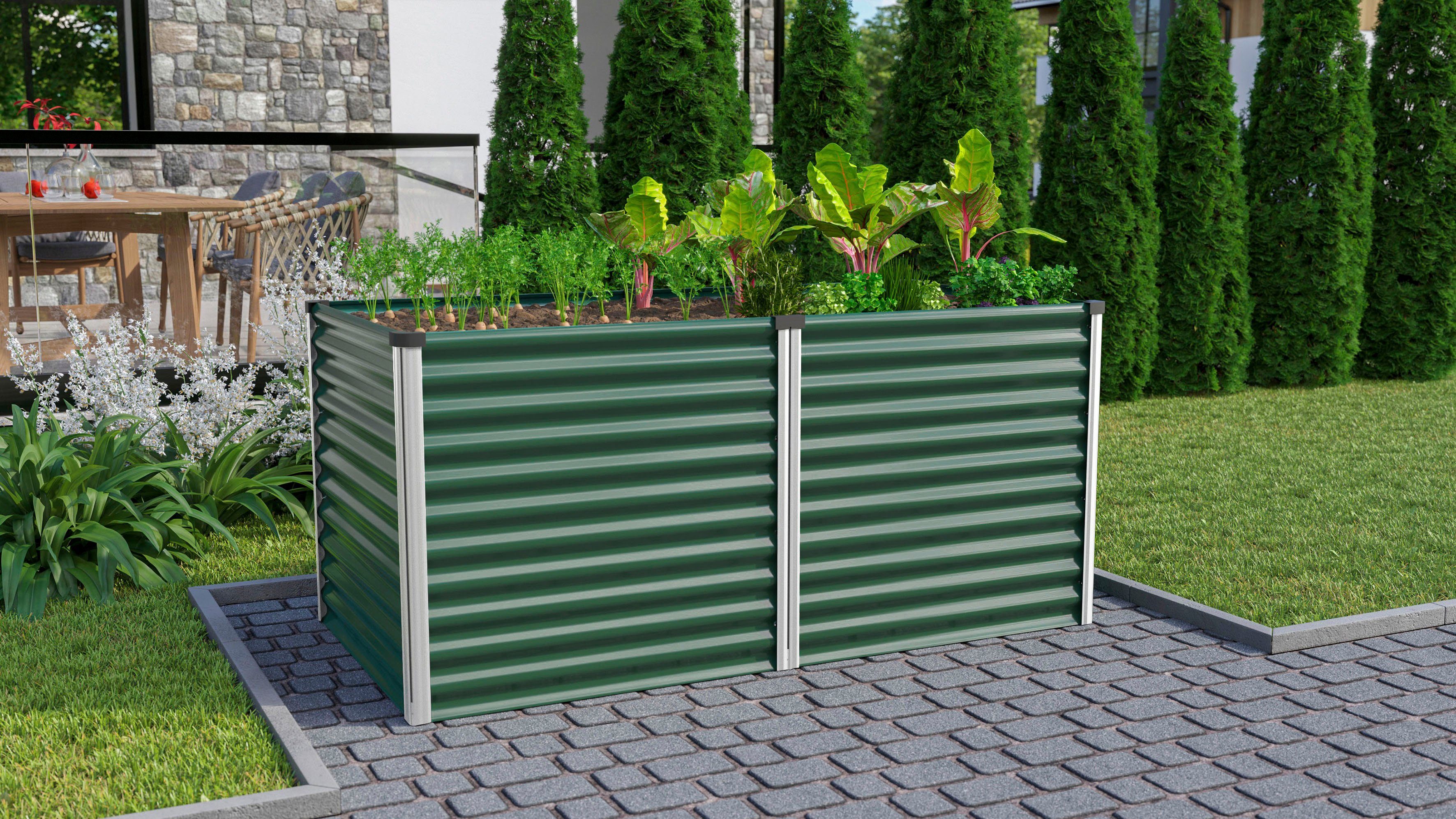 Vitavia Hochbeet Meta 858, BxTxH: 96x188x86 cm, seegras/alu