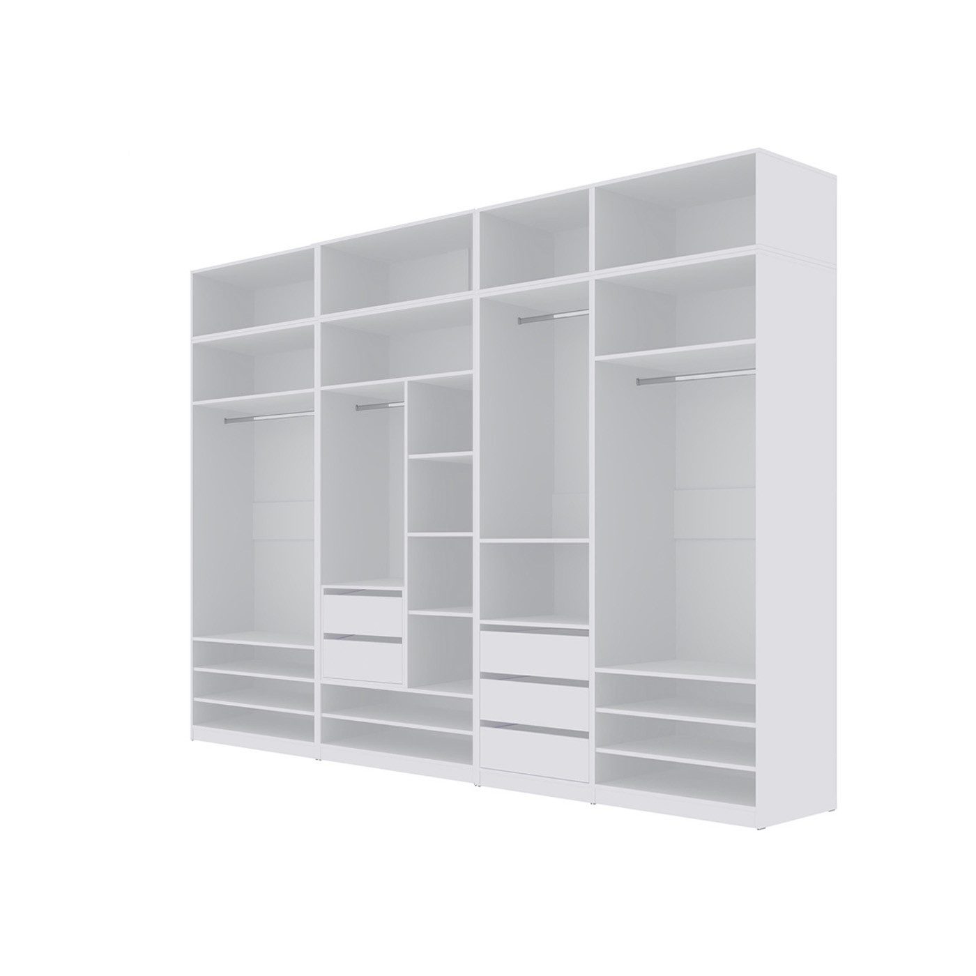 Marmex Möbel Schranksystem TRES SET Z/NB Garderobenschrank Ankleidezimmer Einbauschrank (9-St) begehbarer Kleiderschrank, Schuhschrank, 310 x 246 x 51
