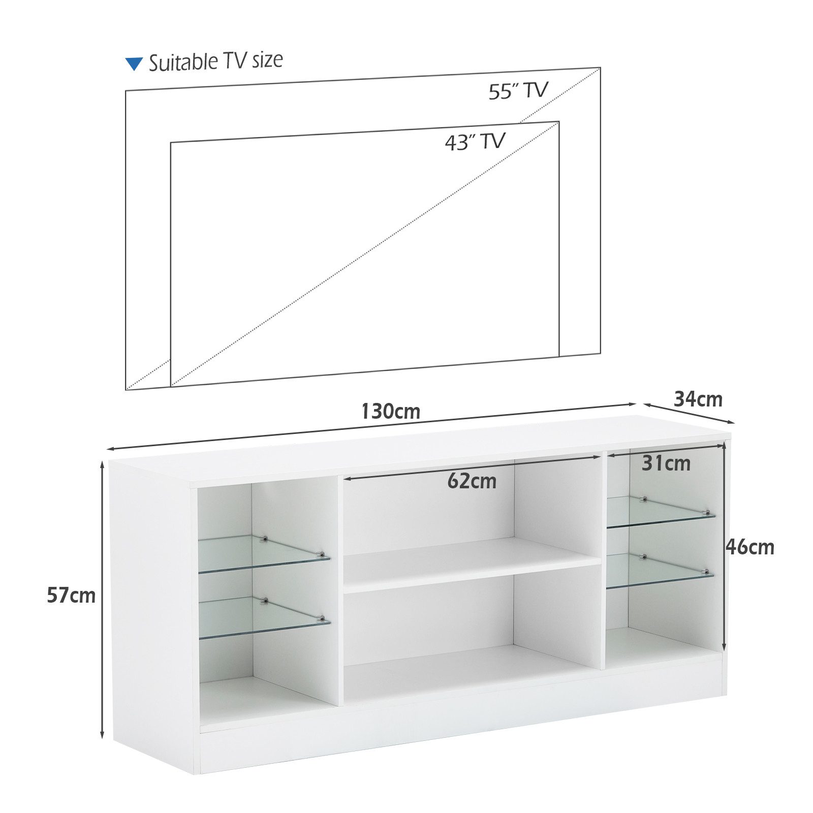 Ofcasa Lowboard Sideboards mit Led Beleuchtung, günstig online kaufen