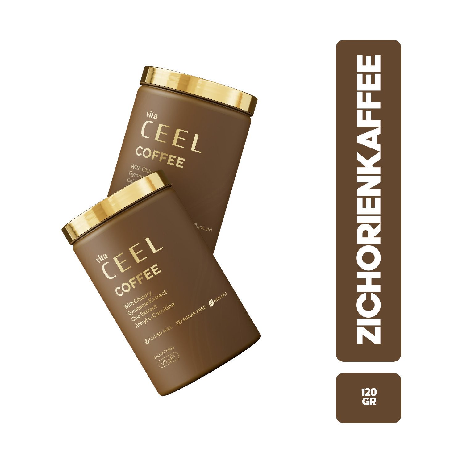 VİTA CEEL Kaffee Chicorée Kaffee – Mit Gymnea, Chia & L-Carniti, 120 g, Kaffee mit Zichorie – Angereichert mit Chia-Extrakt & L-Carnitin