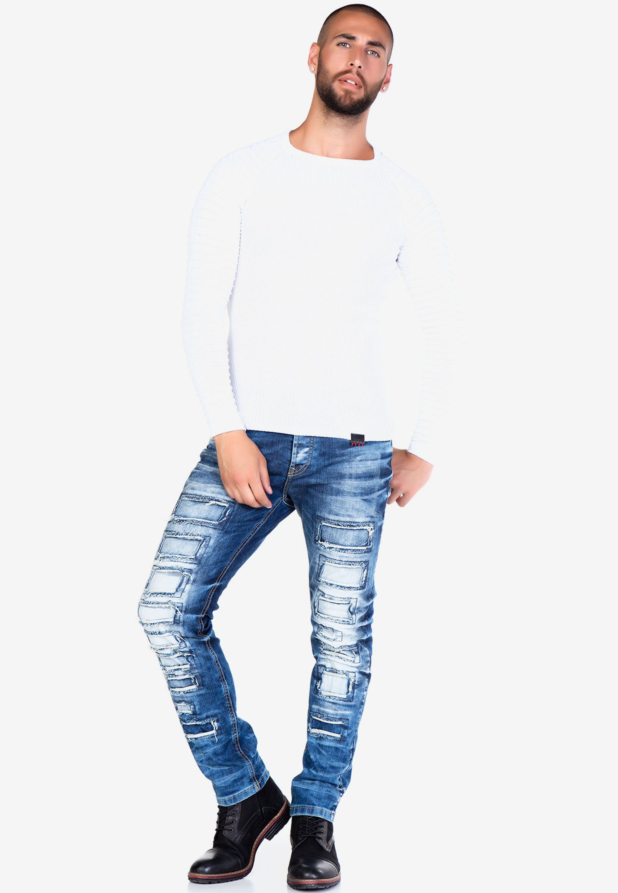 Herren Jeans Cipo & Baxx Bequeme Jeans mit auffälligen Details in Straight Fit