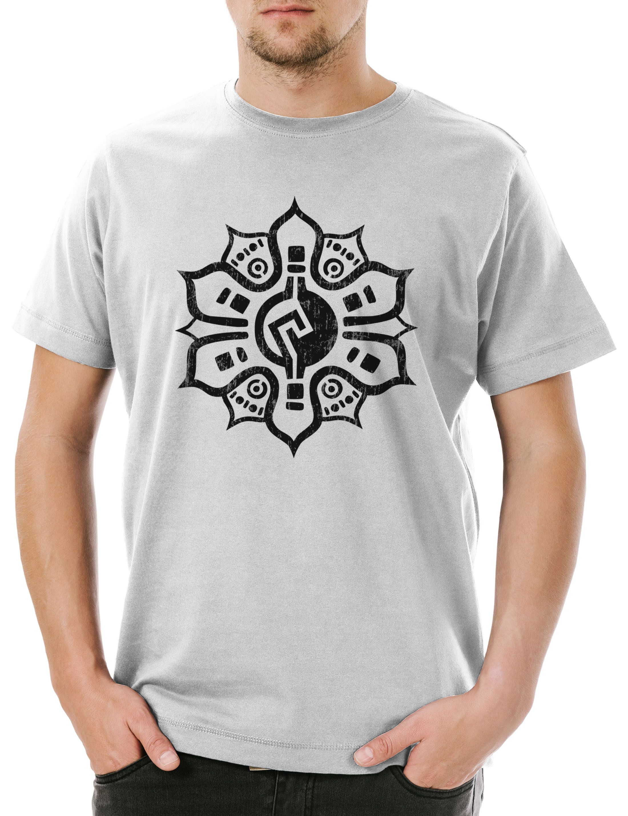 Print-Shirt Aztec Flower I Herren T-Shirt Aztecs Azteken Inka Maya Mayans Mayas