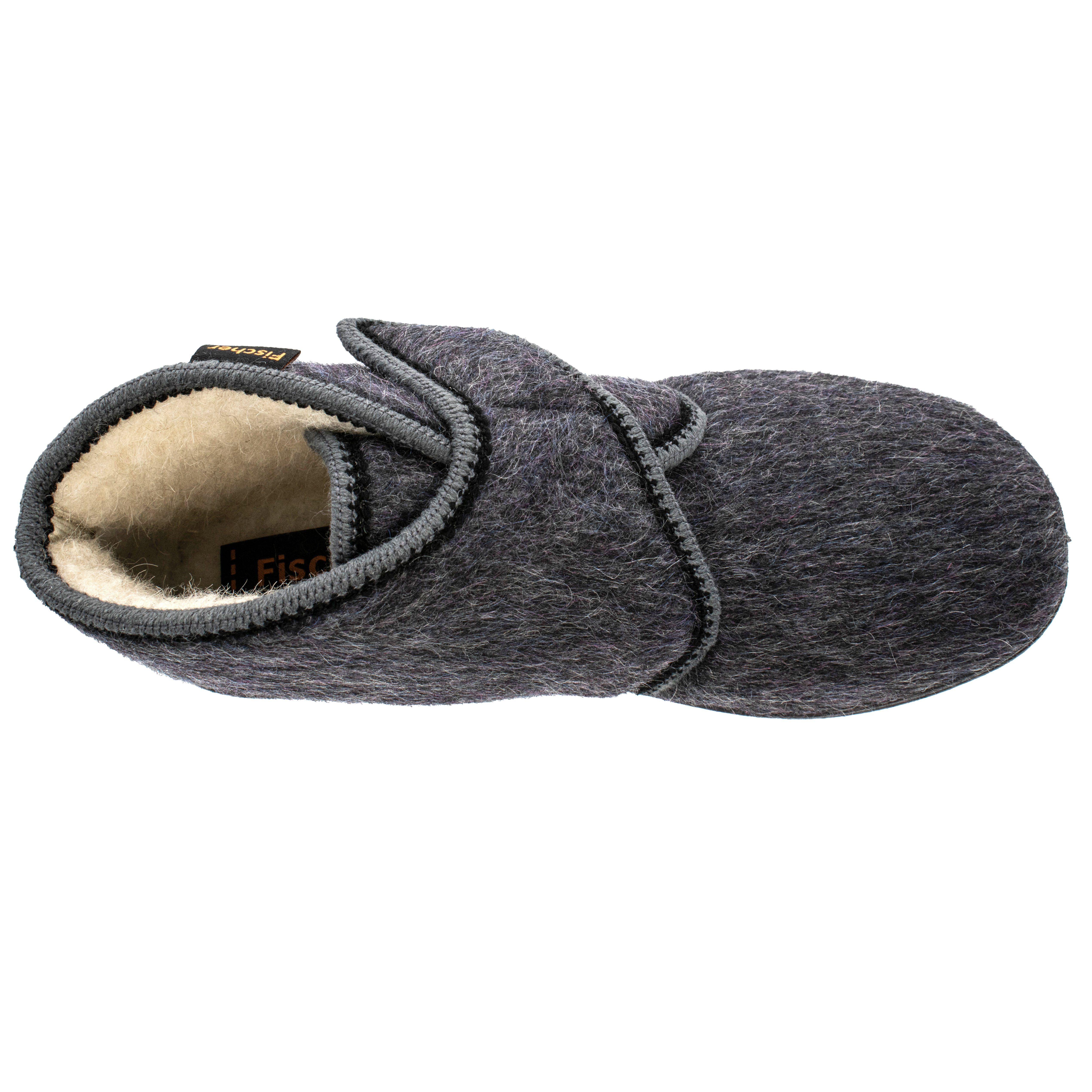 Fischer-Markenschuh Dora Hausschuh aus Stichelhhaar, Klettverschluss, Weite H, Schurwollfutter