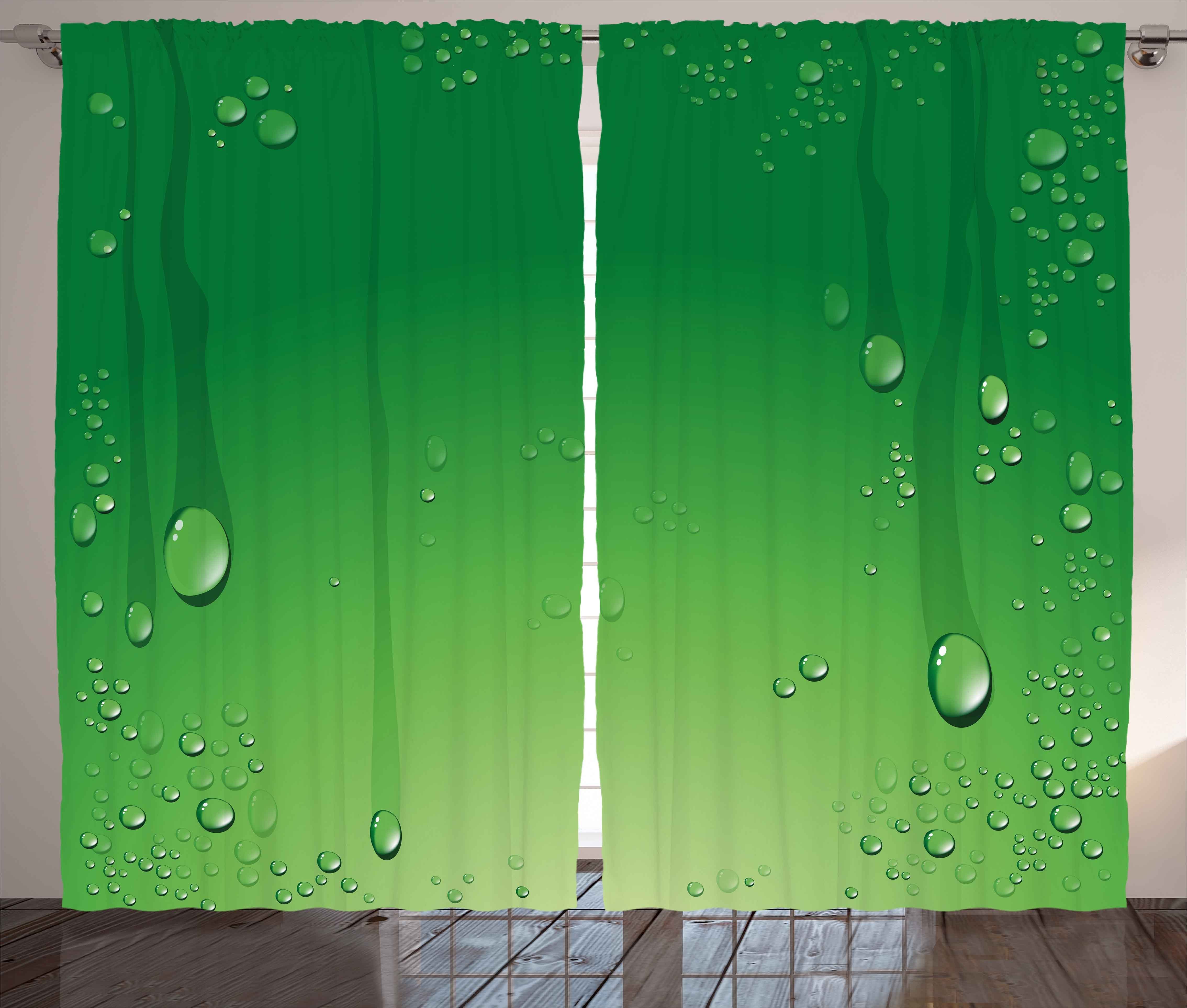 Gardine Schlafzimmer Kräuselband Vorhang mit Schlaufen und Haken, Abakuhaus, Grün Abstrakte Kunst Wassertropfen