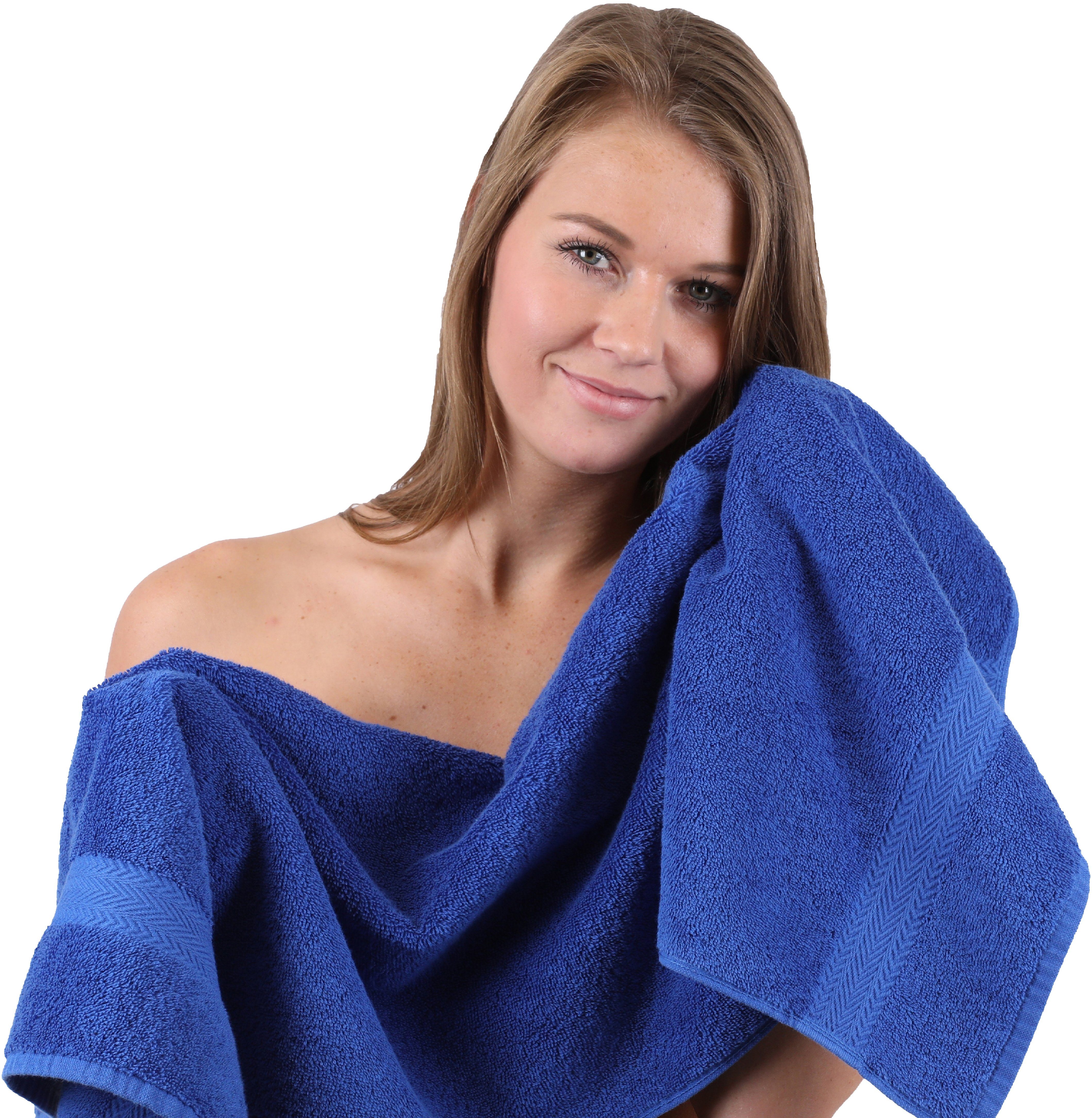 Betz Handtuch Set 10-TLG. 100% Baumwolle Handtuch-Set apfelgrün, royalblau & 100% Baumwolle CLASSIC Fb