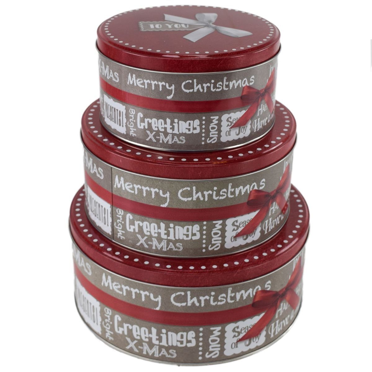Vorratsdose Metall Keksdosen mit Weihnachtsmotiv im Set mit 3 verschiedenen Größen, Metall, festlich gestaltet