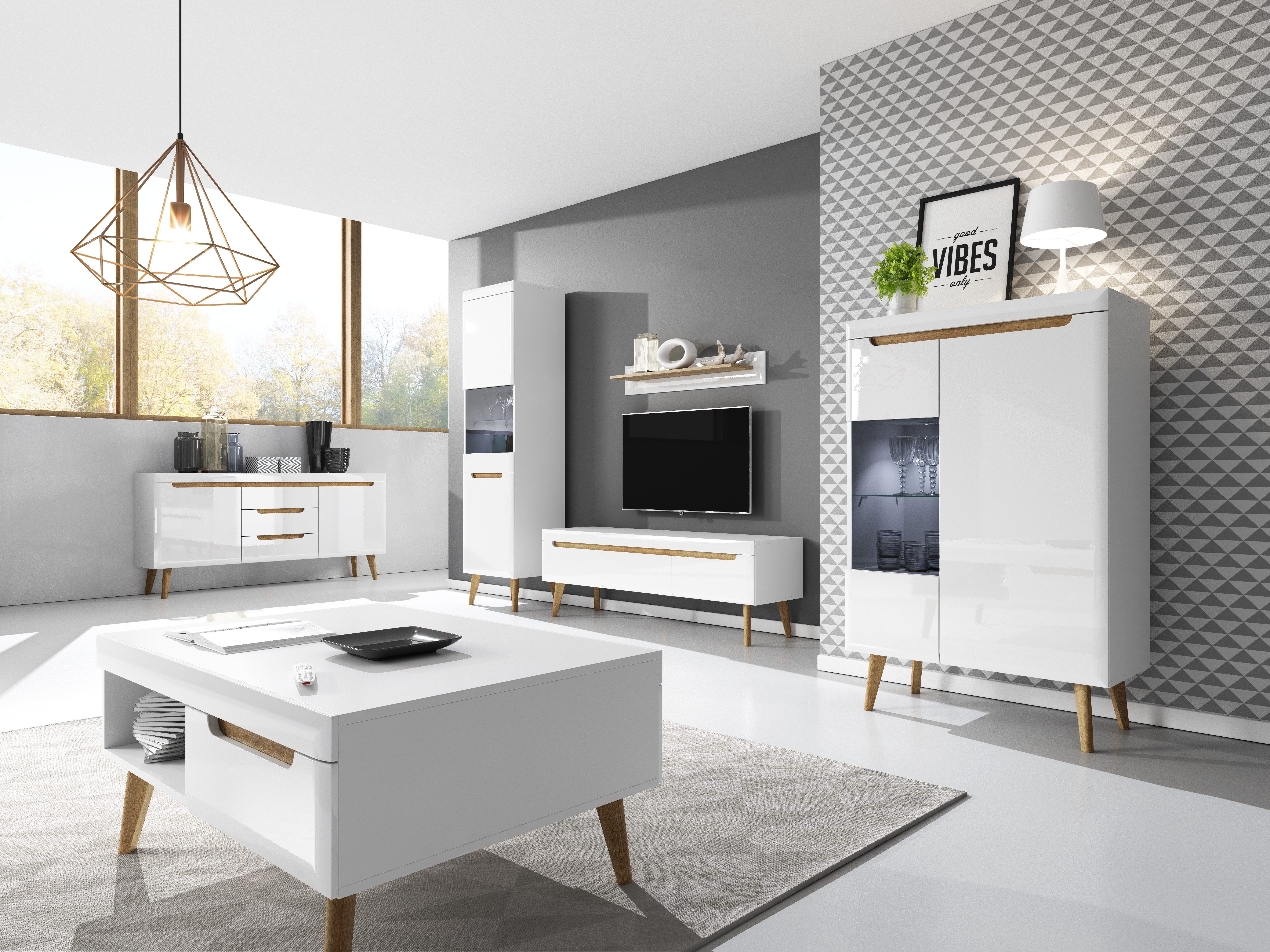 yourhouse24 Kommode Nordi 107x134x40 Artisan Eiche, Weiß/Eiche Riviera