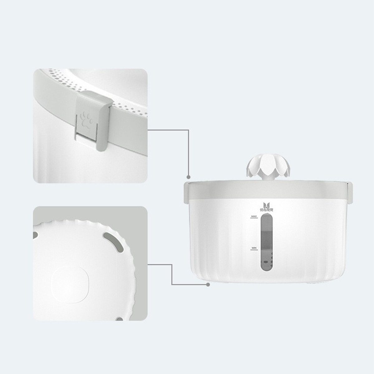 autolock Trinkbrunnen 2 L Katzen Trinkbrunnen Ultraleiser Automatische Katzenbrunnen, mit 6-Schichten Filtersystem Katzenbrunnenwasser