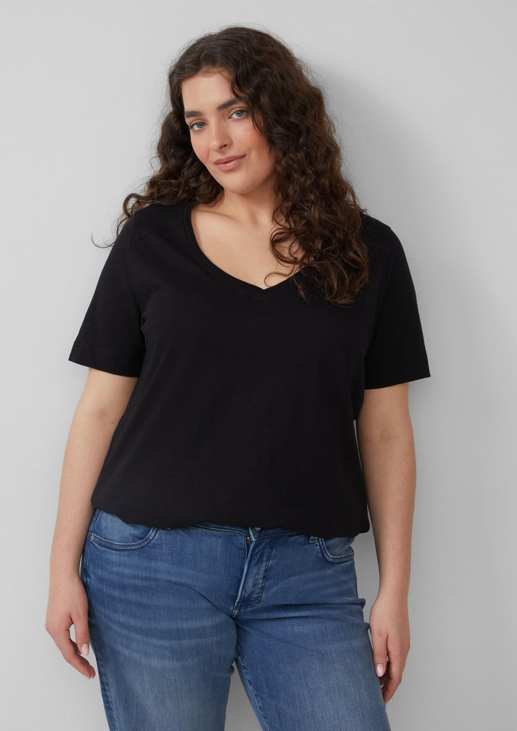 s.Oliver T-Shirt Curve Shirt mit Flammgarn-Struktur, günstig online kaufen