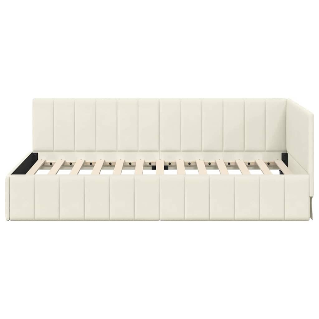 vidaXL Bett Eckbettgestell mit Kopfteil Creme 90 cm x 190 cm Samt (1-tlg) – Bild 5 von 5