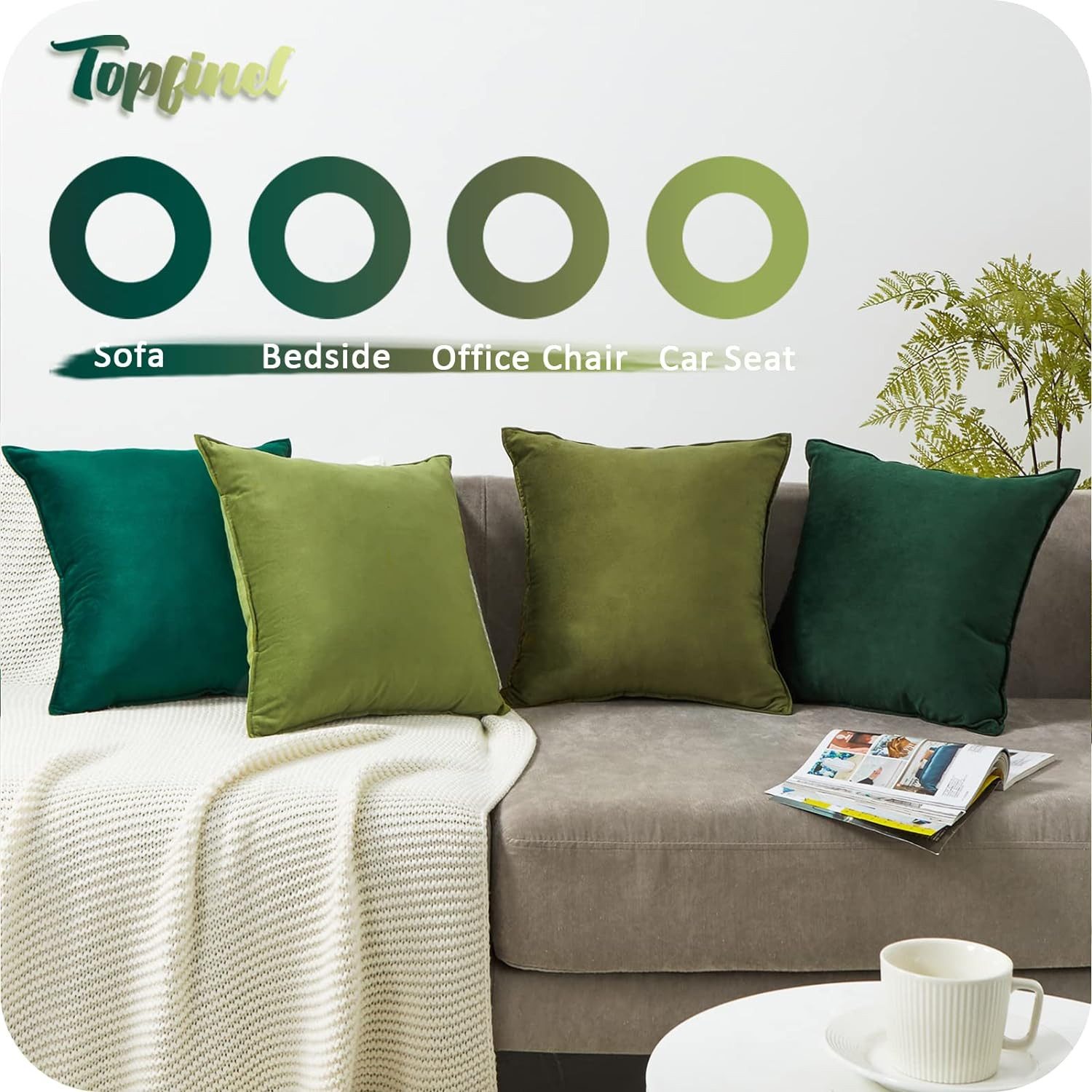 Topfinel Kissenbezüge 4er Set 40x40 & 50x50 cm aus weichem Samt-flauschig mit Farbverlauf, Kissenhülle ohne Füllung – Dekokissenbezug aus Samt für Sofa & Bett