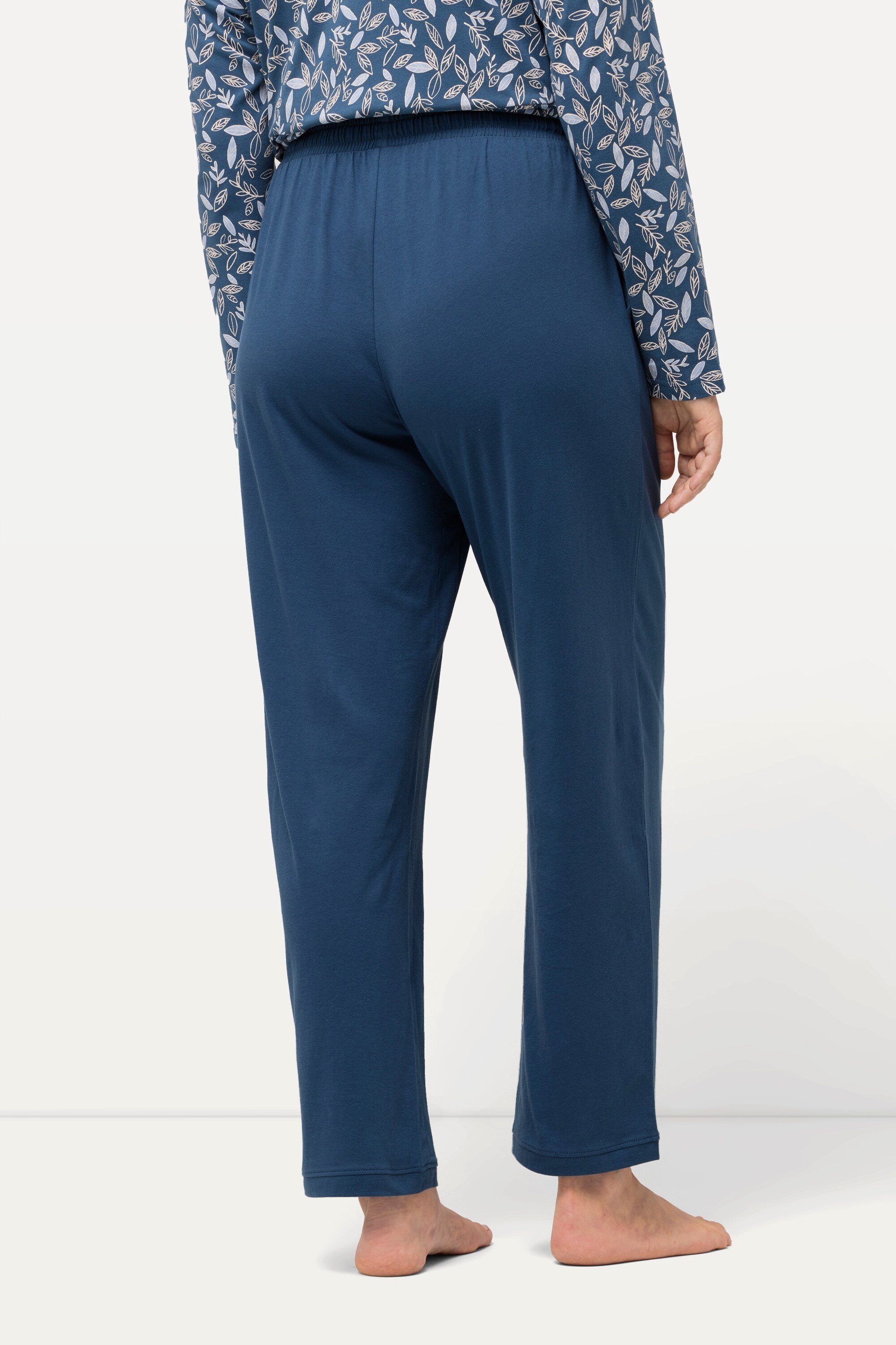 tintenblau einfarbig Pyjamahose Bein Popken Ulla gerades Pyjama