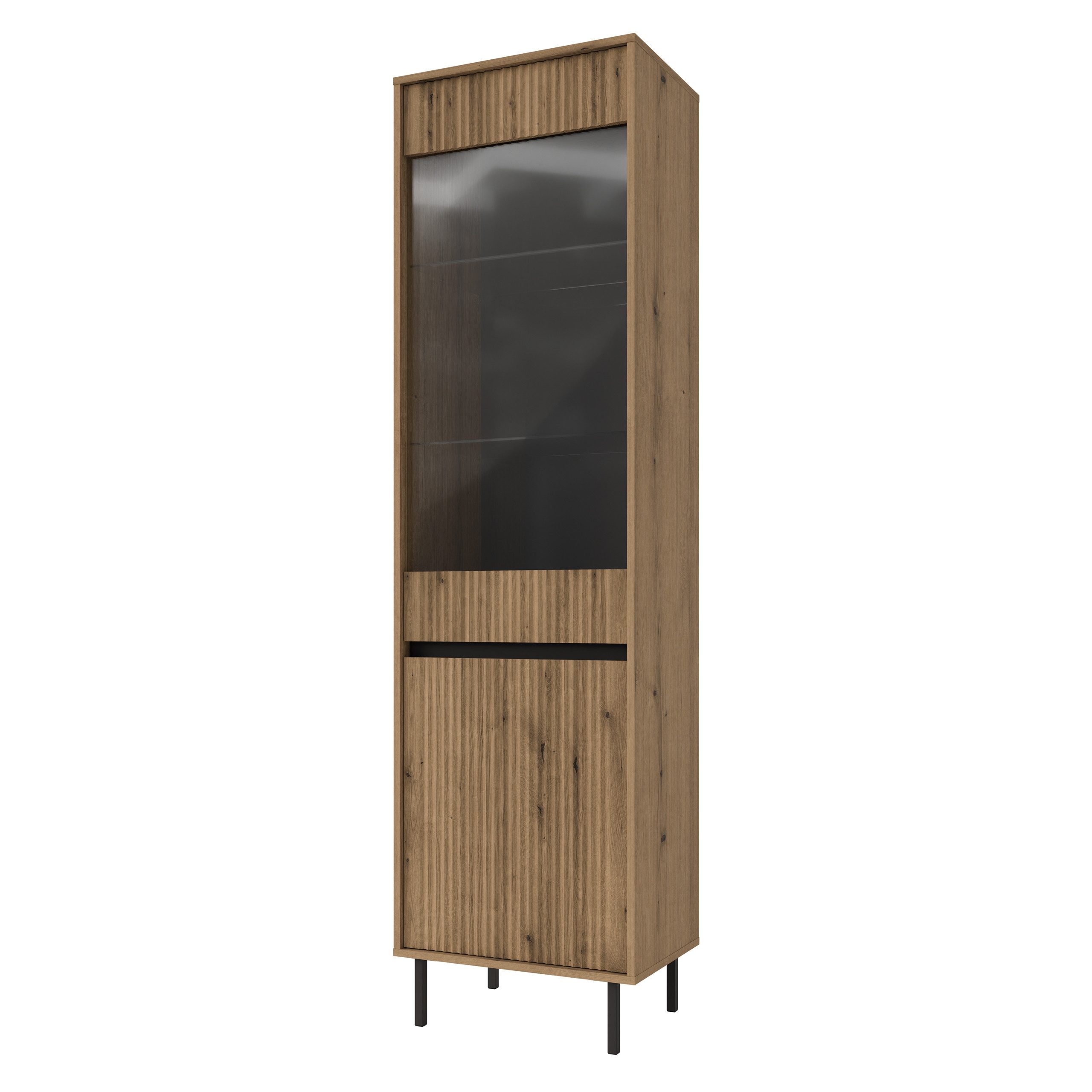 Masseno Glasvitrine Vitrinenschrank OSTIA 205 x 55,8 cm braun