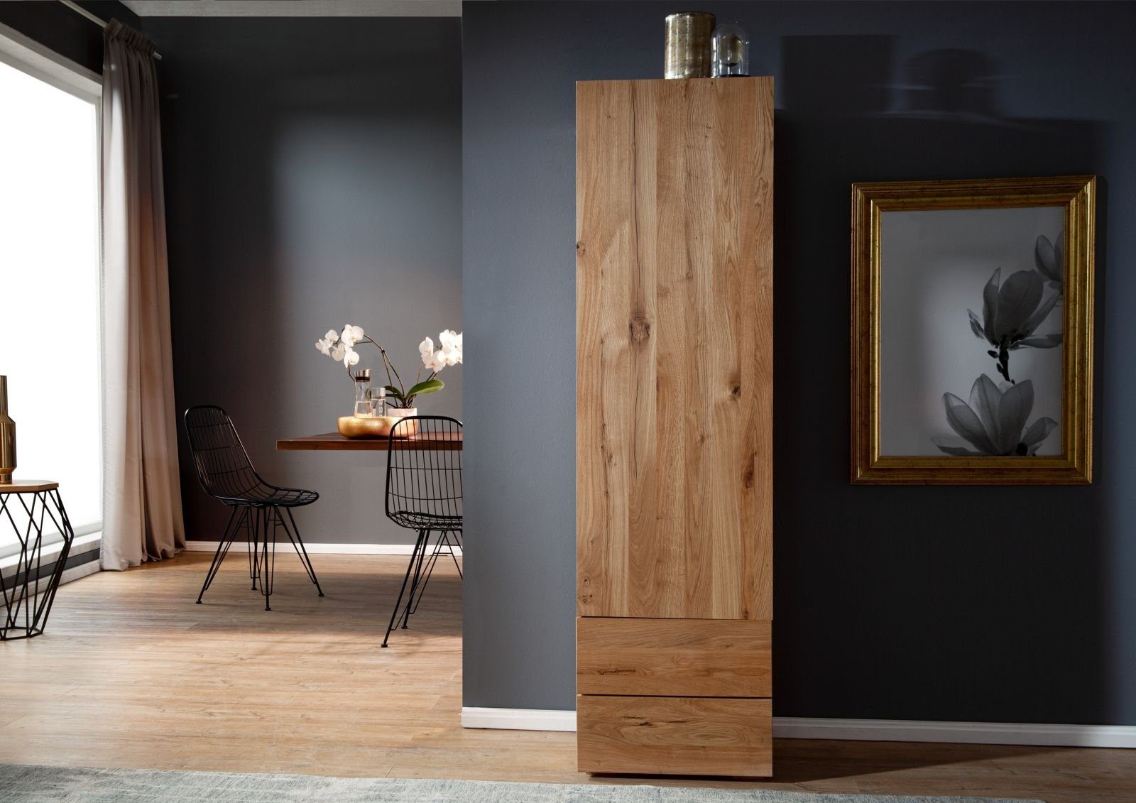 Massivmoebel24 Dreh-/Schwebetürenschrank FRANKFURT (Schrank Wild-/Zerreiche 50x43x180 natur geölt FRANKFURT #113) Schrank Wild-/Zerreiche 50x43x180 natur geölt FRANKFURT #113