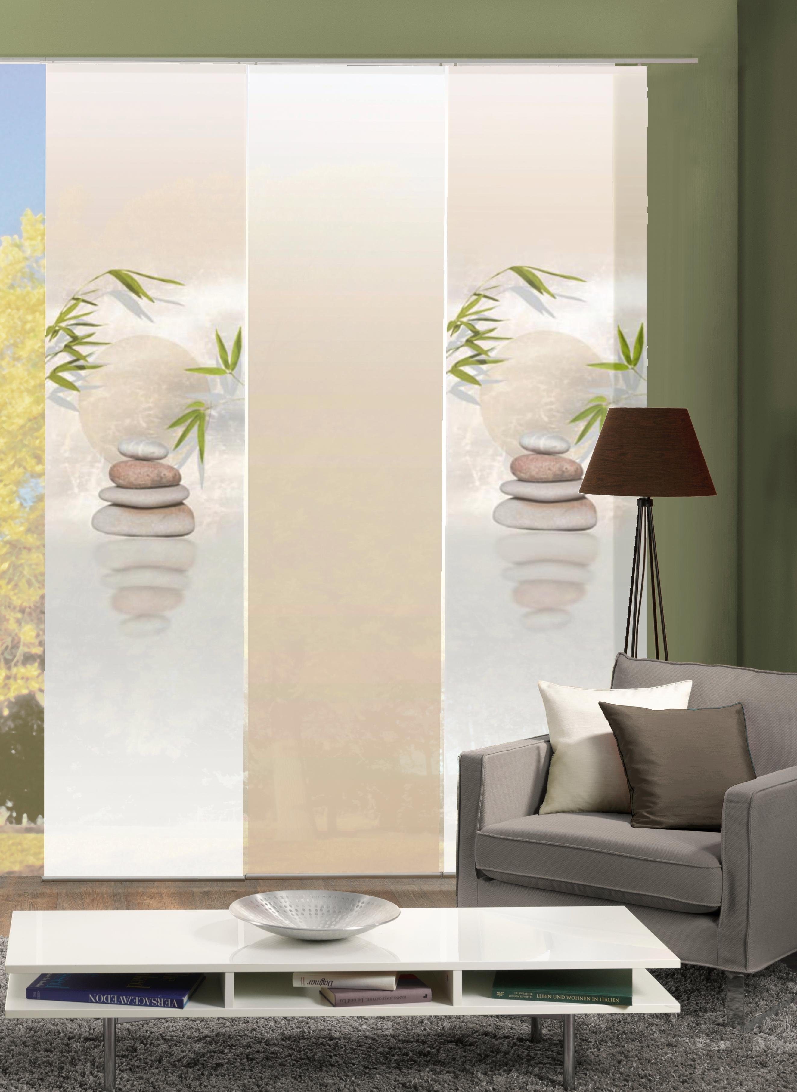 HOME WOHNIDEEN Schiebegardine BUDA (3 St), Klettband, blickdicht, HxB: 245x60, inkl. Befestigungszubehör