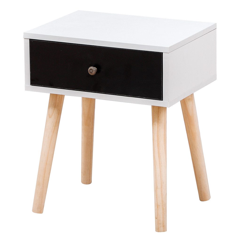 JEOBEST Nachttisch Nachtschrank, Beistelltisch mit 1 Schublade, (Stück, 1 St. Nachtkommode) Holzbeine 40 x 30 x 50CM