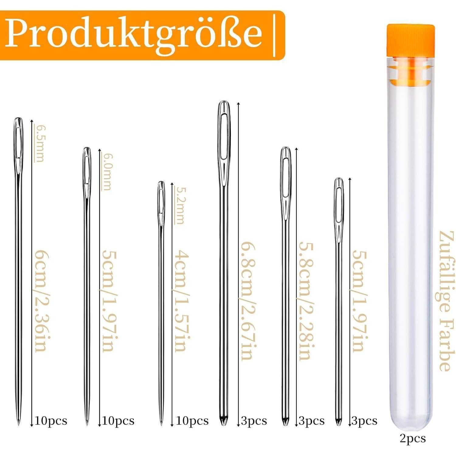 LuxusKollektion Nähnadeln 6 Größen Große Augen Leder Nadel Set mit Nadelflasche