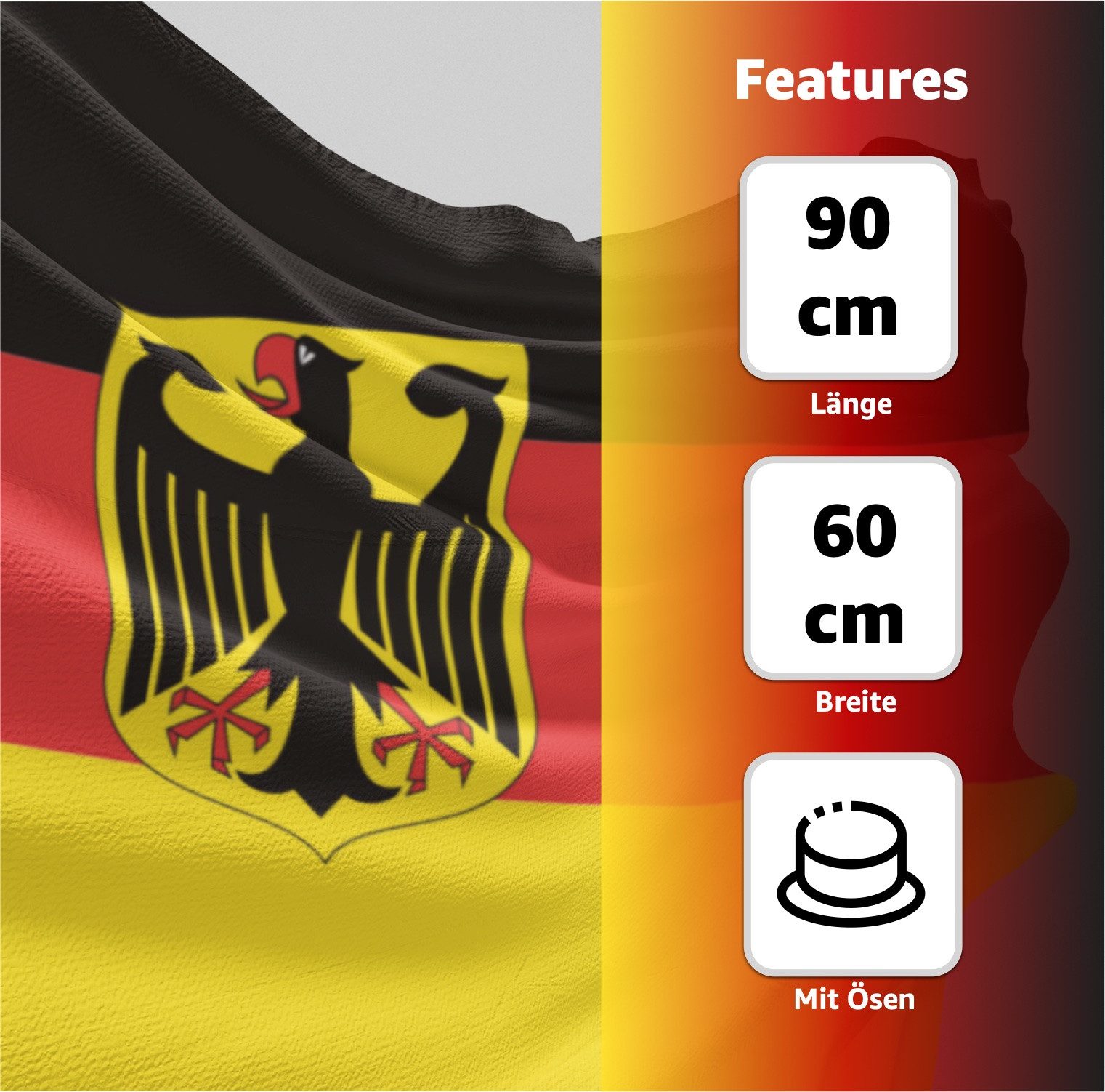 Dekotalent® Fahne Deutschland Flagge - EM 2024 Fahne - Fanartikel - ADLER