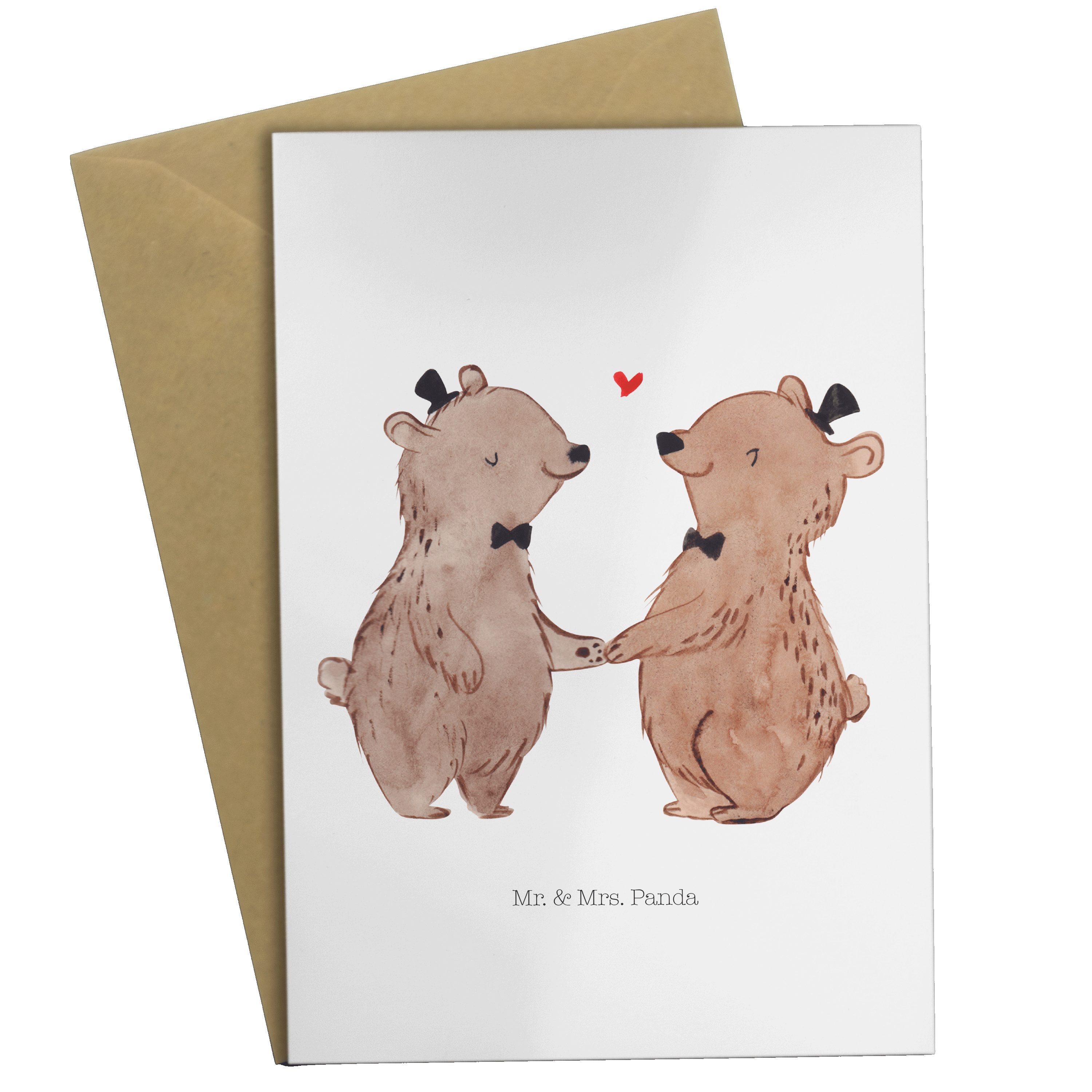 Mr. & Mrs. Panda Grußkarte Bären Pärchen Gay Pride - Weiß - Geschenk, Einladungskarte, Geburtsta
