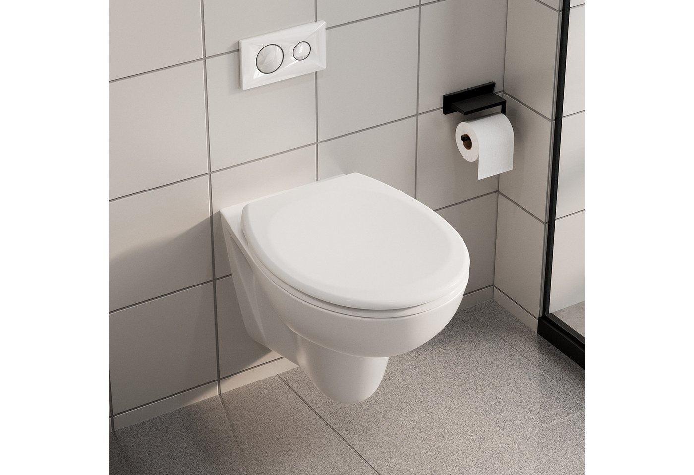 Thumbnail - DERW MAX WC-Sitz (1-St), Toilettendeckel Klodeckel mit Absenkautomatik O Form Weiß, mit Absenkautomatik & Quick-Release ...