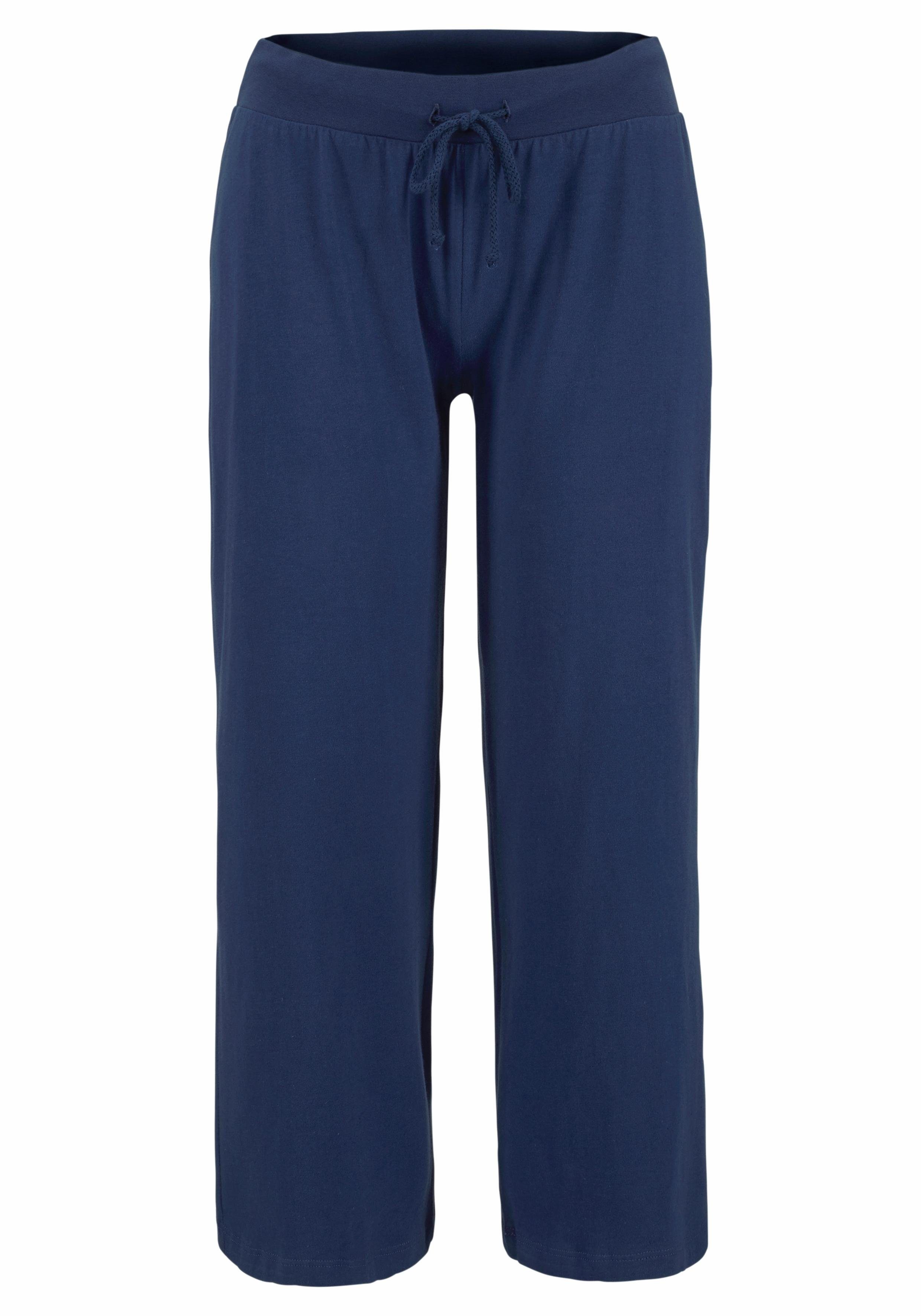 Relaxhose 7/8-Strandhose aus weichem Jogginghose, marine Wide-Leg, Jersey, Beachtime