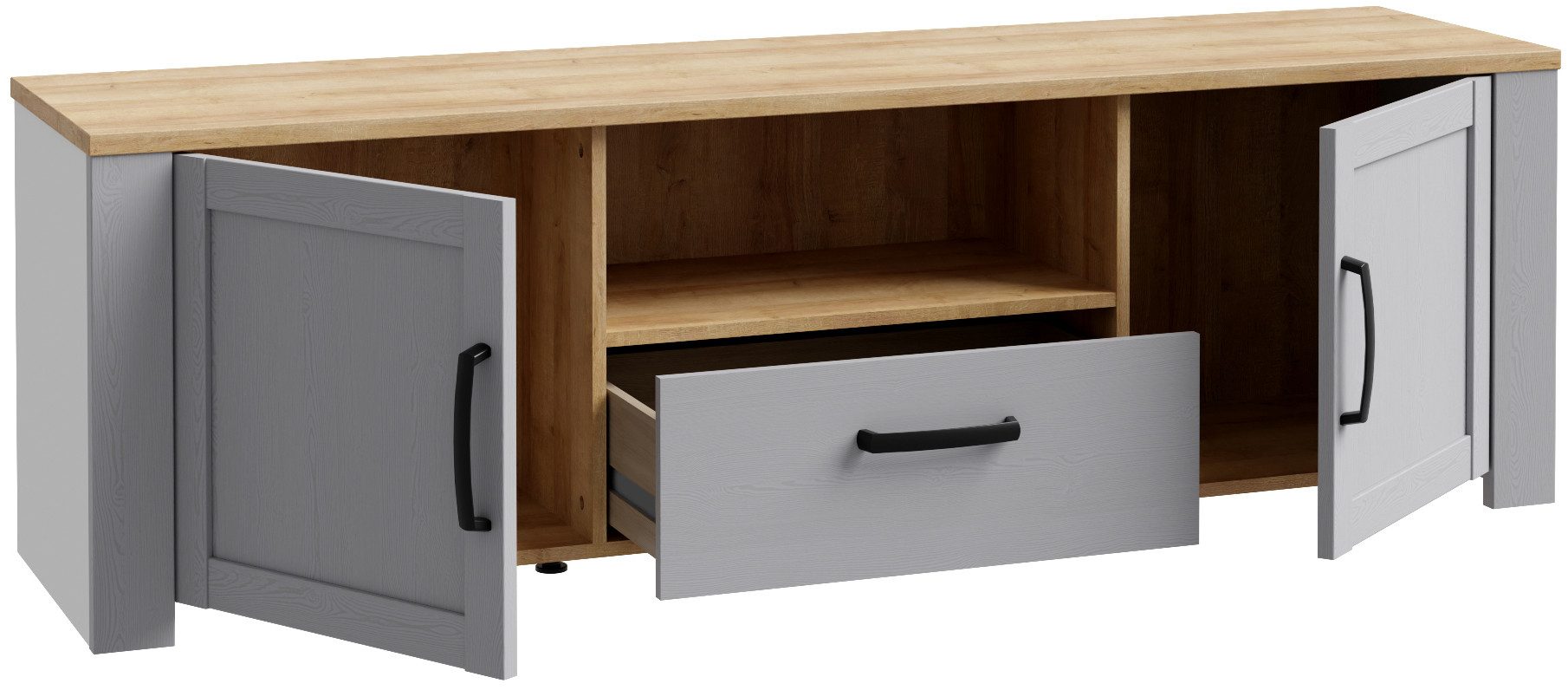 FORTE TV-Board Bohol TV-Schrank, Stauraum, 2 farbiges Dekor, landhaus, Breite 166 cm