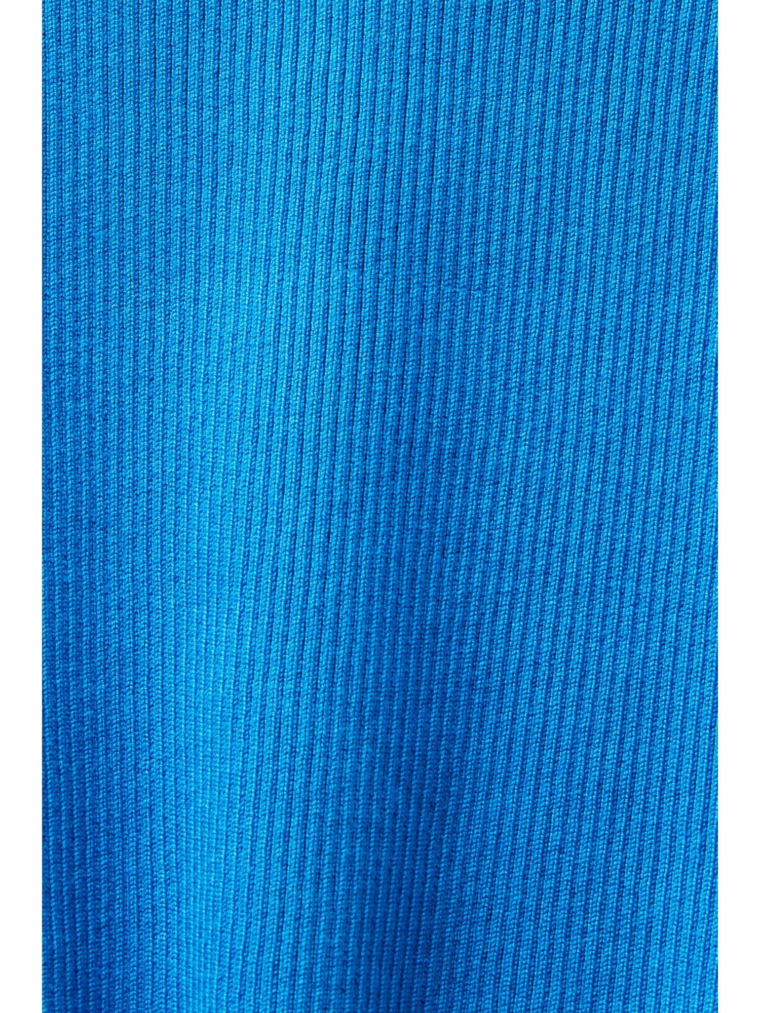 Rundhalsausschnitt BLUE Esprit mit Rundhalspullover Rippstrick-Pullover