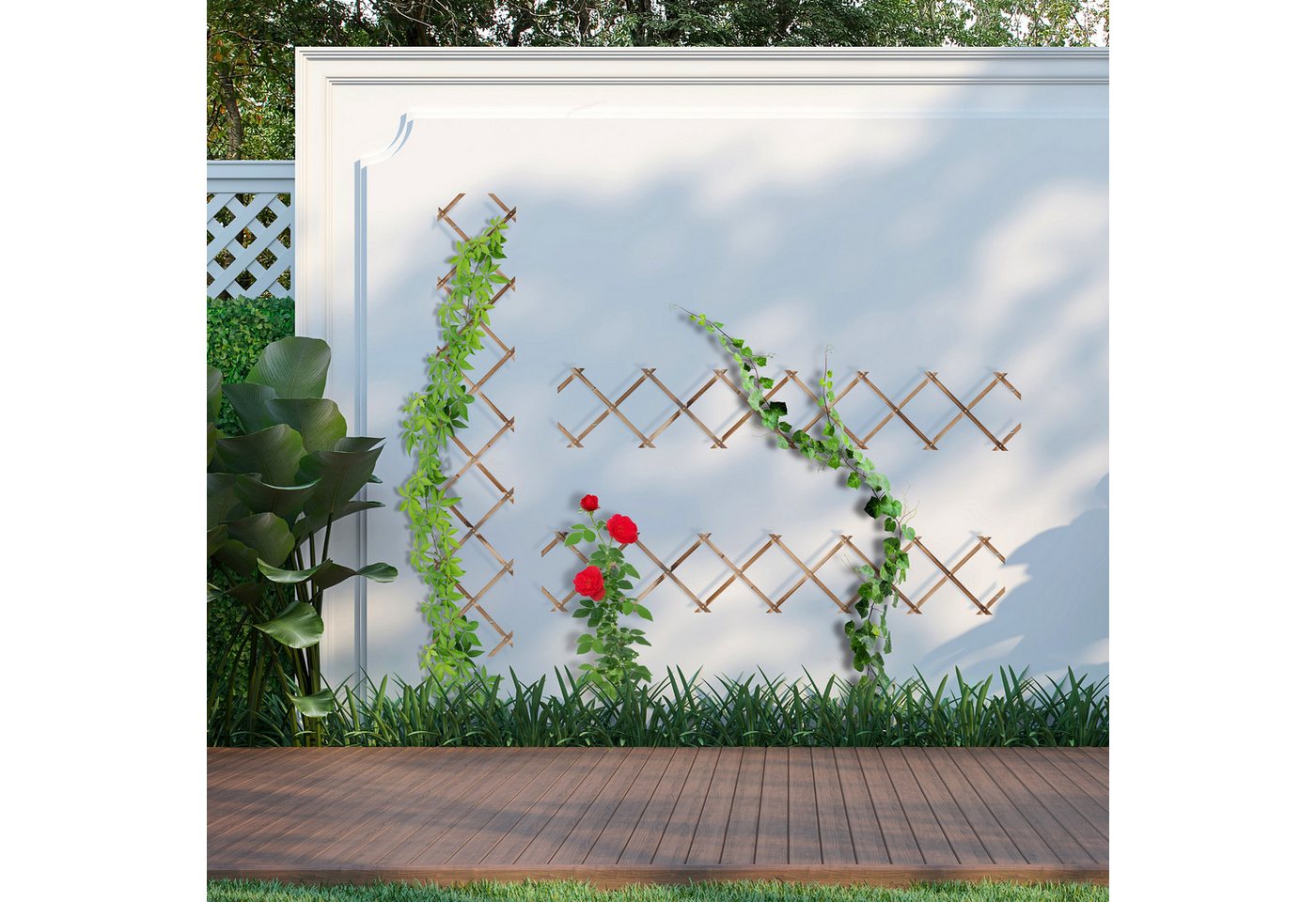 Thumbnail - relaxdays Rankgitter Holz 3er Set ausziehbar 180cm, 3 St., 3er Set, Geflammt