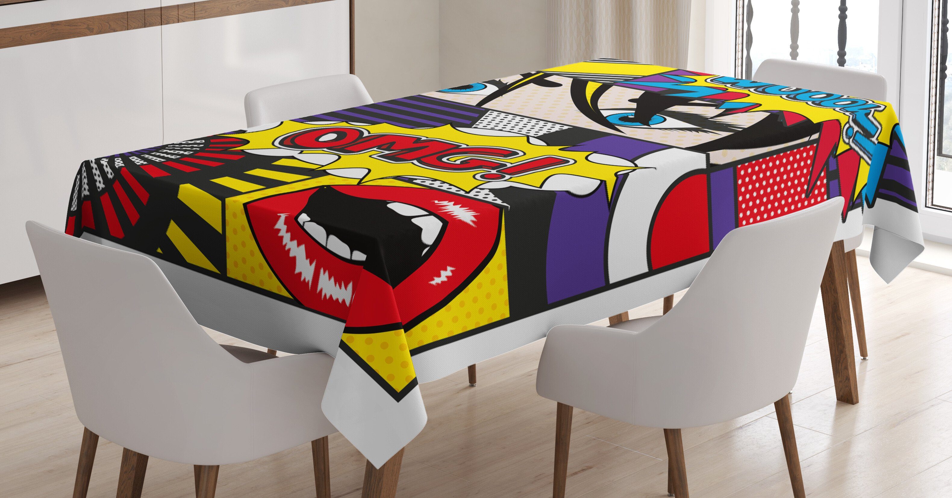Abakuhaus Tischdecke Farbfest Waschbar Farben, den geeignet Kunst Außen Klare Comic-Muster Bereich Für