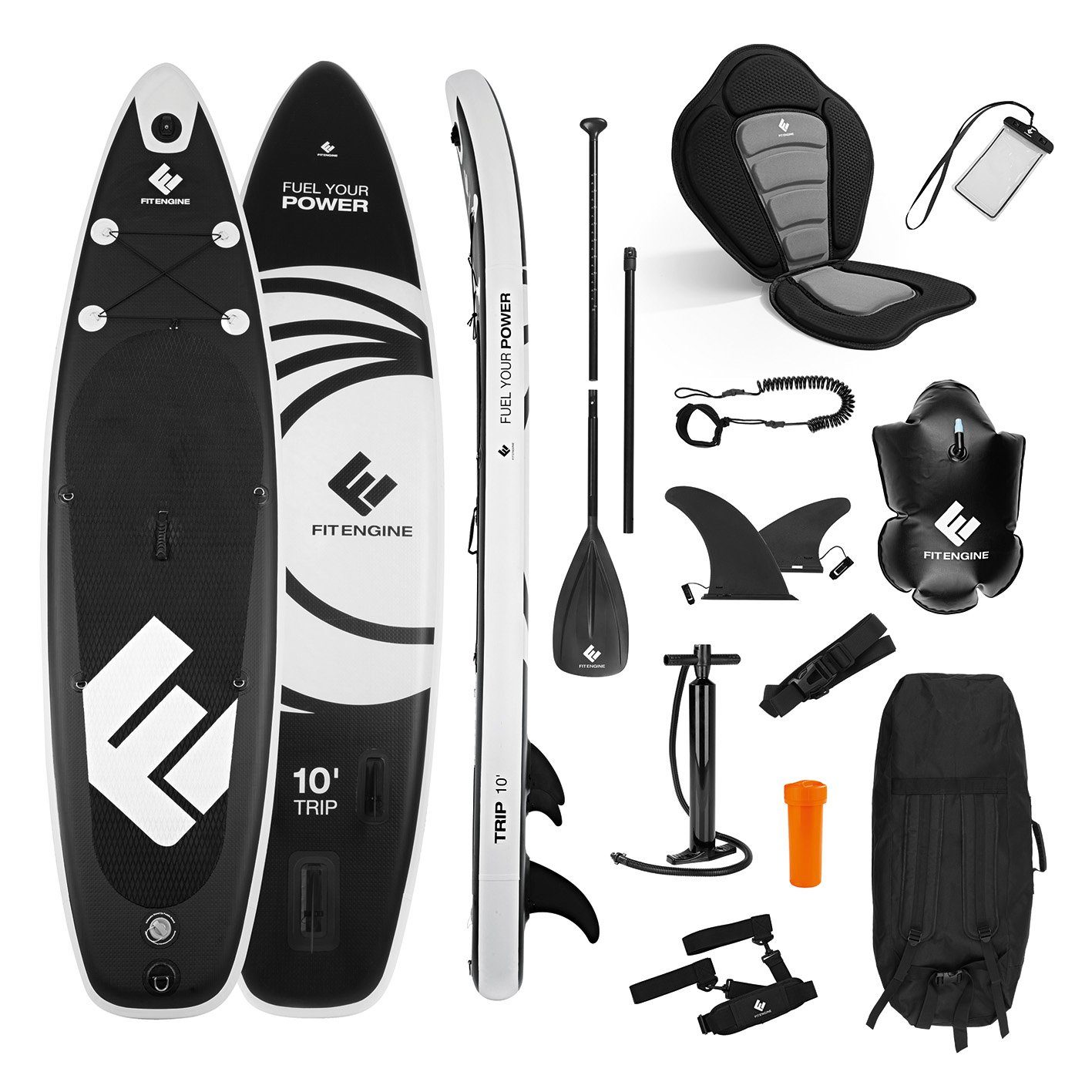 Sport Boards FitEngine Inflatable SUP-Board Trip SUP Board Set (Allrounder) 10', 305 cm, 110 kg, Stand-up aufblasbar Stand up Pa