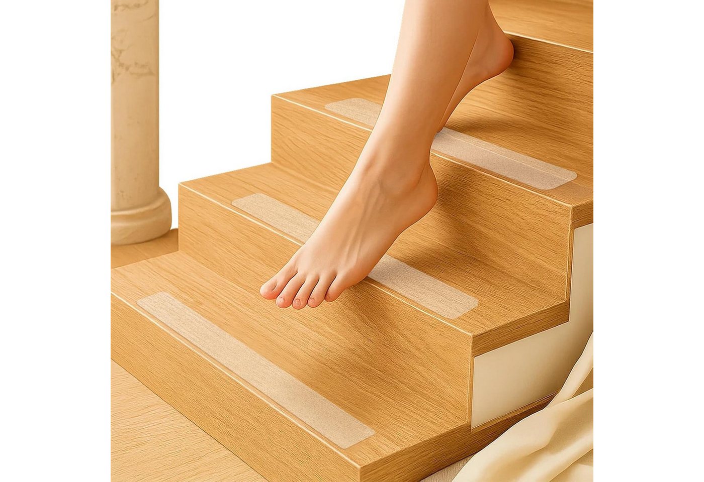 Youyijia Badaccessoire-Set 15 Stück Antirutsch Streifen für Treppen 10x60cm