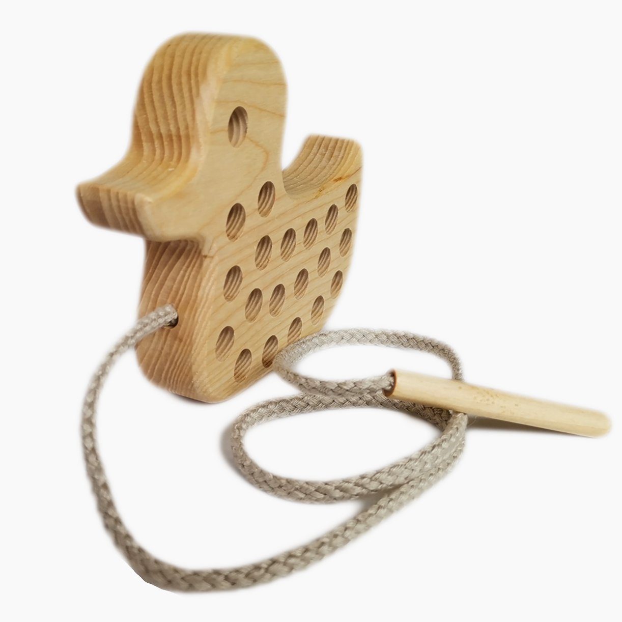 Lotes Toys Kinder-Nähmaschine Holz Fädelspiel Ente, (packung, 1-tlg., spar set), pädagogisch wertvolles Kinderspielzeug