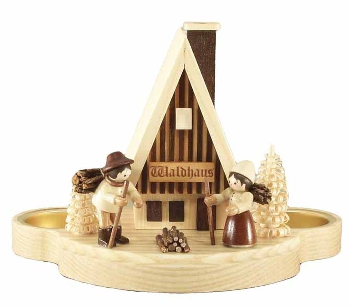 Holz- und Drechslerwaren Legler Räucherofen Räucherhaus Waldhaus mit Teelichter BxHxT 17x12x10,5cm NEU