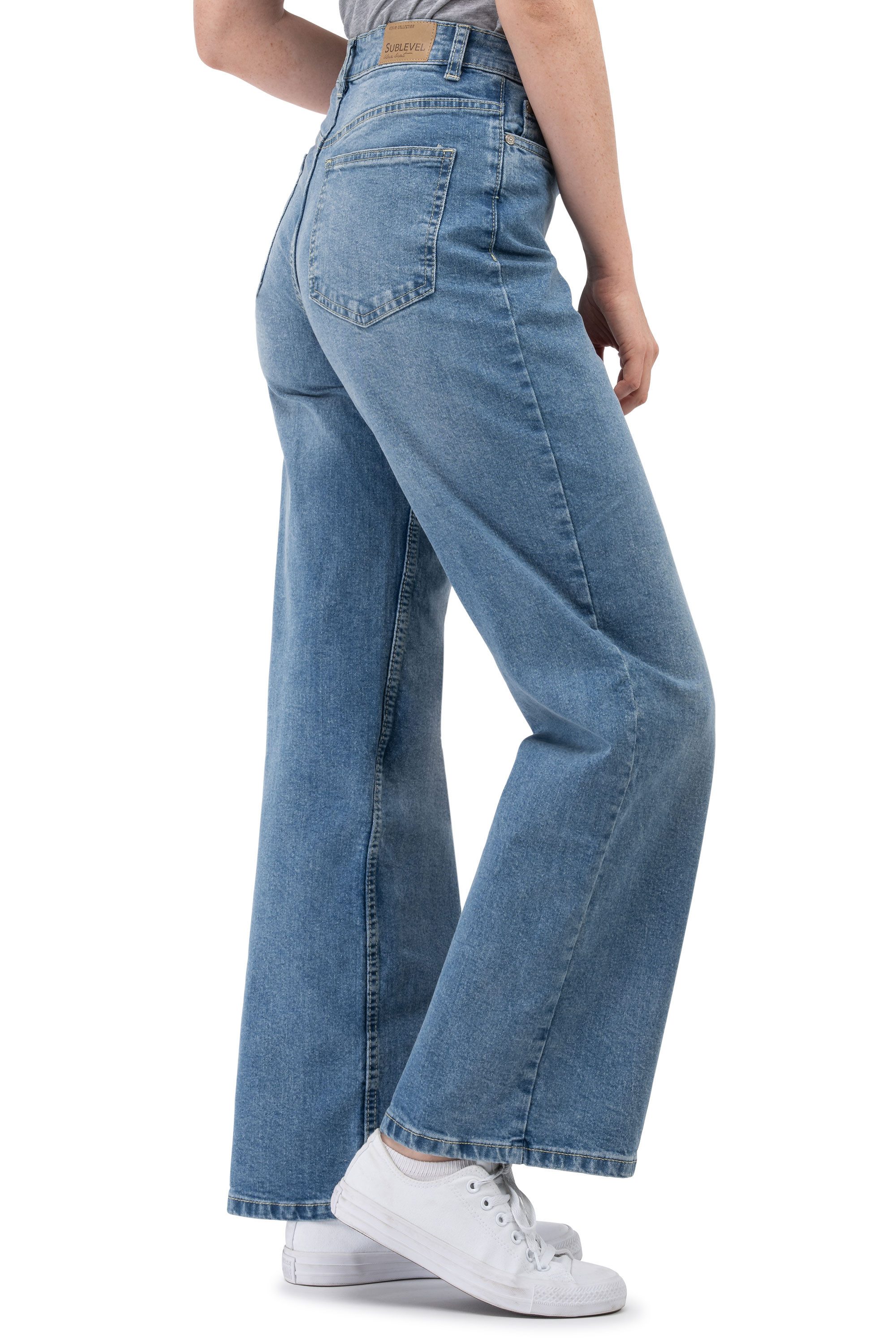 Weite Jeans Damen Jeans High Waist weiter Schnitt bequem und dehnbar