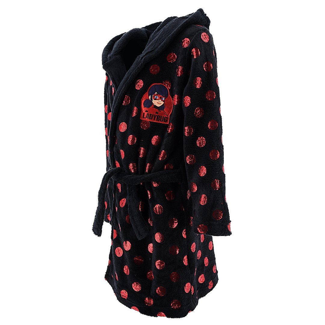 Kapuze, Miraculous Ladybug Mädchen Gr. cm Fleece, Bindegürtel, 98-128 mit Kapuze Kinderbademantel, mit für -