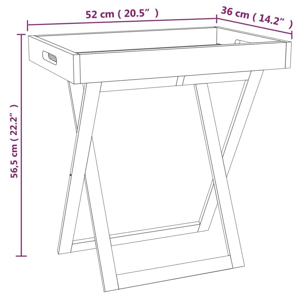 Nussbaum Dekoetagere vidaXL cm Klappbar Tabletttisch Massivholz 52x36x56,5