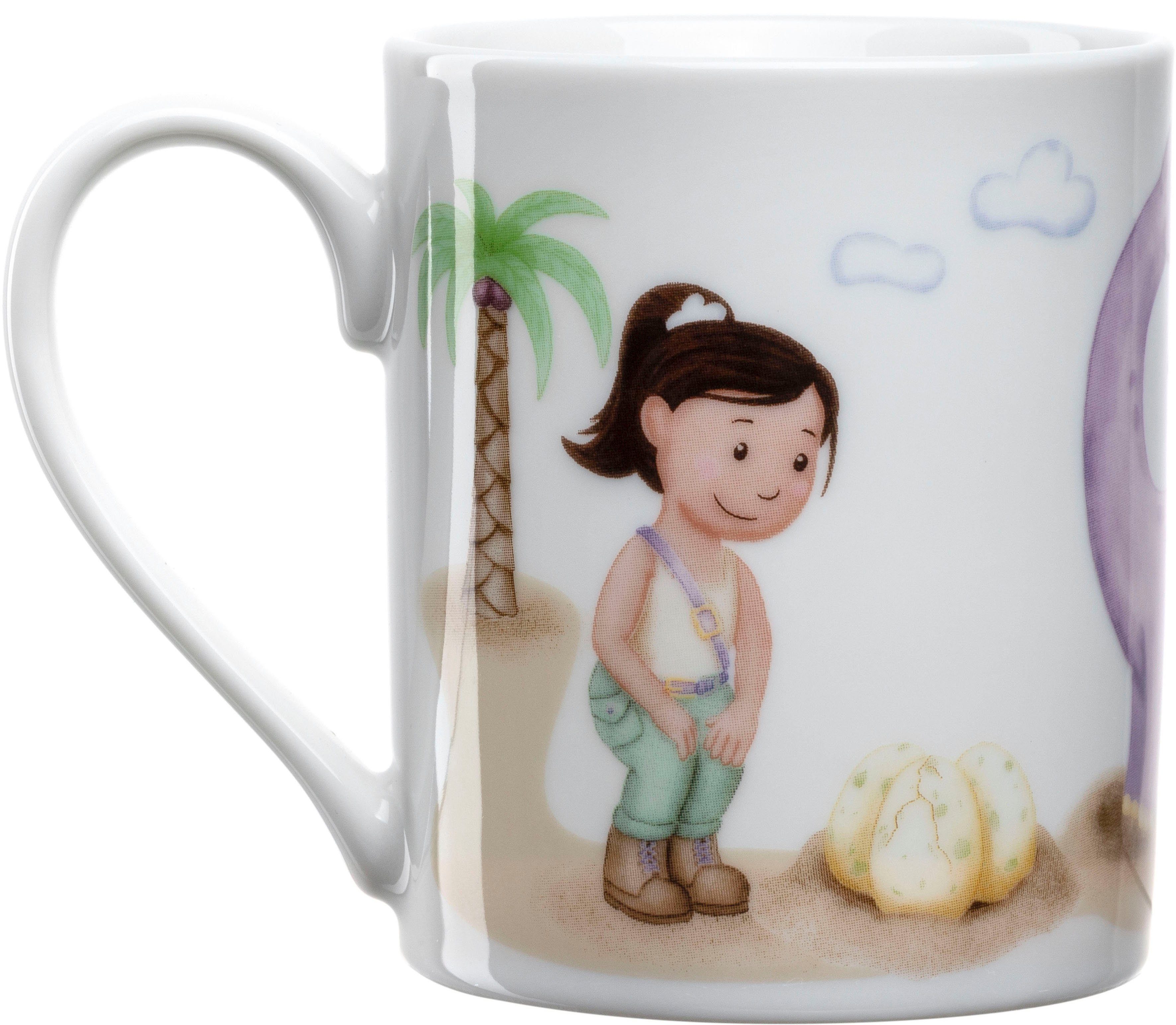 LEONARDO Kindergeschirr-Set BAMBINI AVVENTURA (3-tlg), 1 Personen, Porzellan, Dino