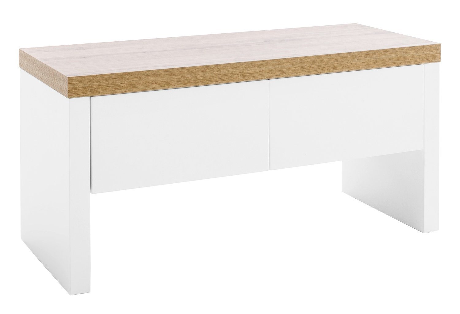 MCA furniture Schuhbank Garderobenbank CALI, B 91 x H 45 cm, Weiß matt, Eiche Wotan Dekor, 2 Schubladen | Schuhschränke