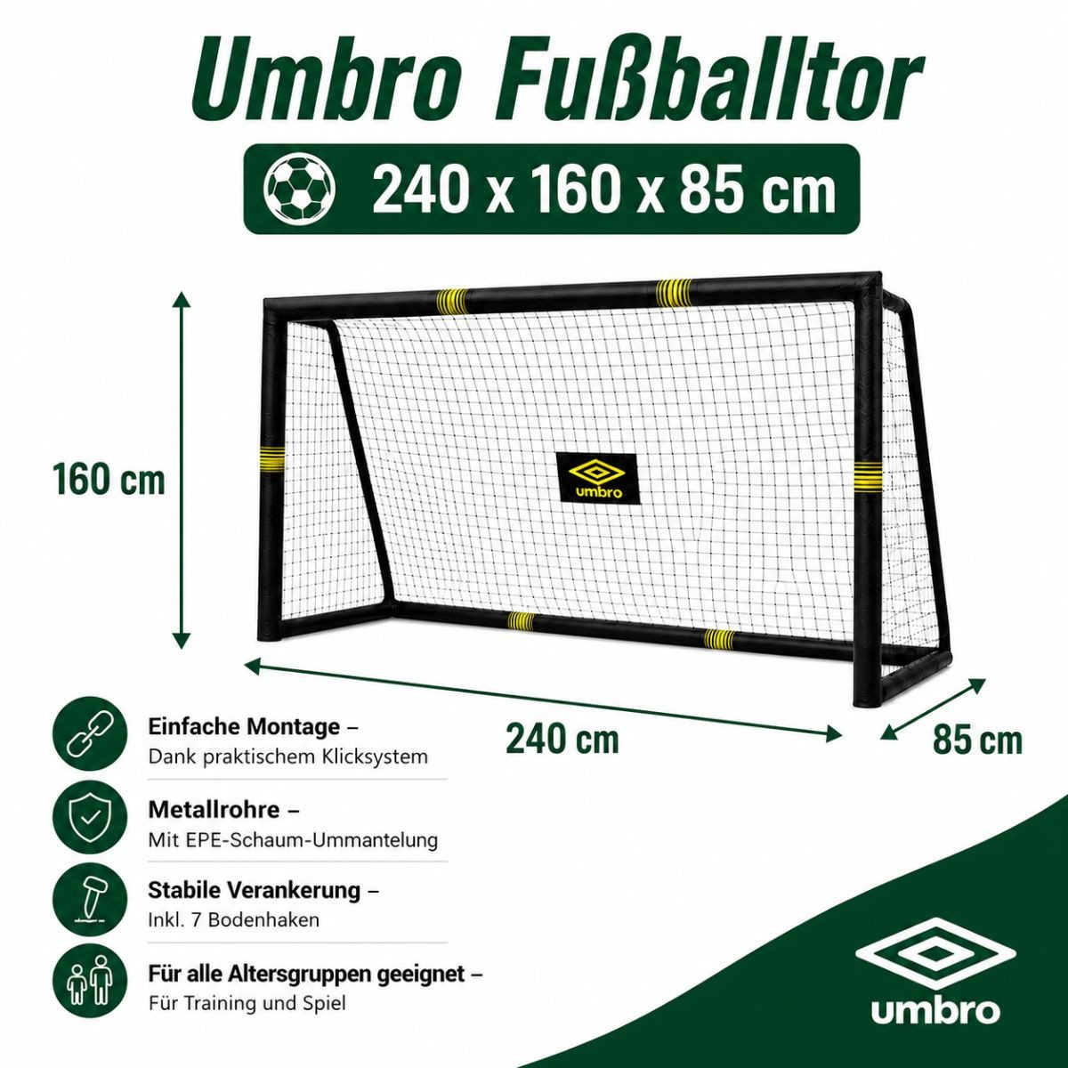 Umbro Fußballtor Umbro Fußballtor - 240x160x85cm