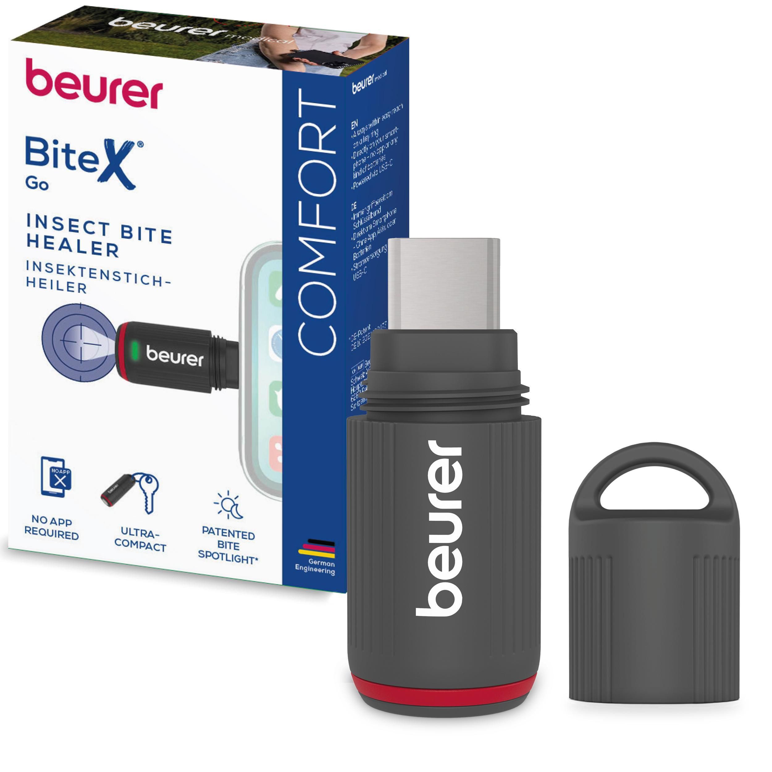 BEURER Insektenstichheiler BiteX Go BR 75 Graphite Grey für das Smartphone, Ultrakompakt, leicht & immer griffbereit am Schlüsselbund