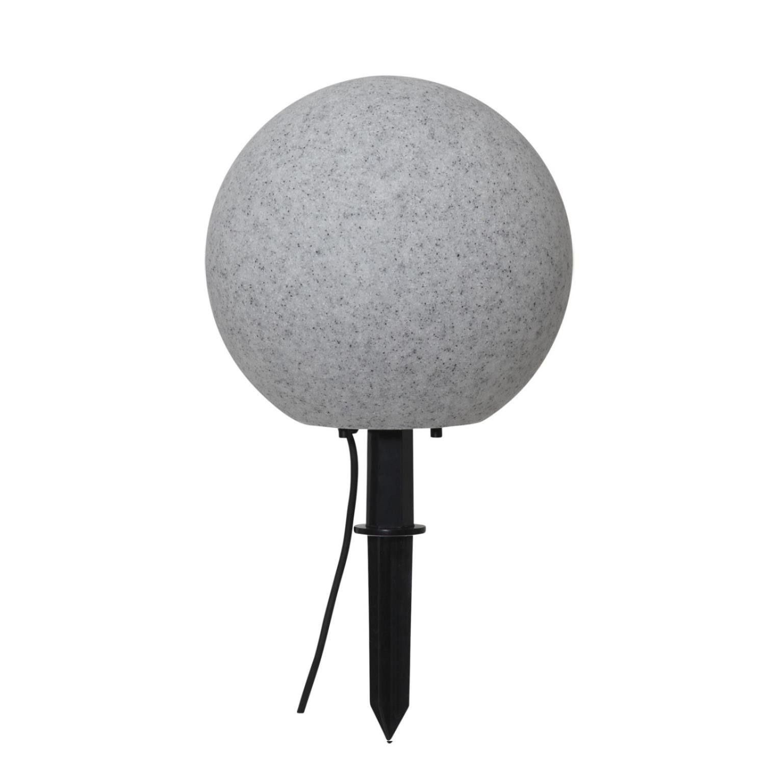 STAR TRADING Gartenleuchte Gartenkugel mit Erdspieß Kugelleuchte E27 Fassung D: 30cm Kabel grau